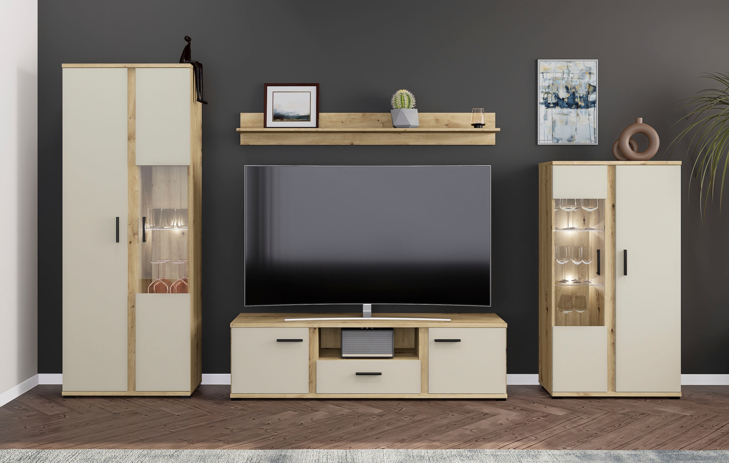 HBZ Wohnwand "Kanada Wohnwand, BxHxT 340x196x40", (4 St.), Breite 340cm, Un günstig online kaufen