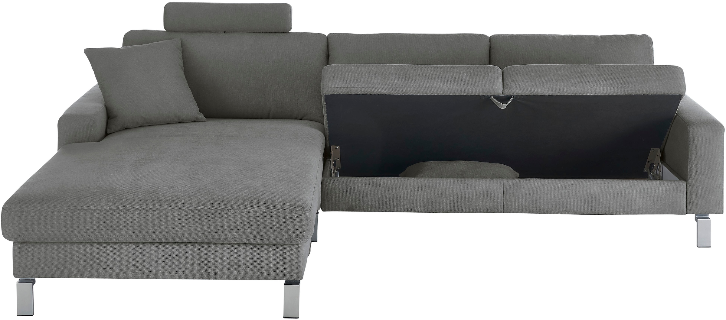 3C Candy Ecksofa »Lecce, wahlweise PUR-Schaumstoff oder Tonnentaschenfederkern«, Bett im 2,5-Sitzer, teilmotorische Schlaffunktion im Longchair, L-Form