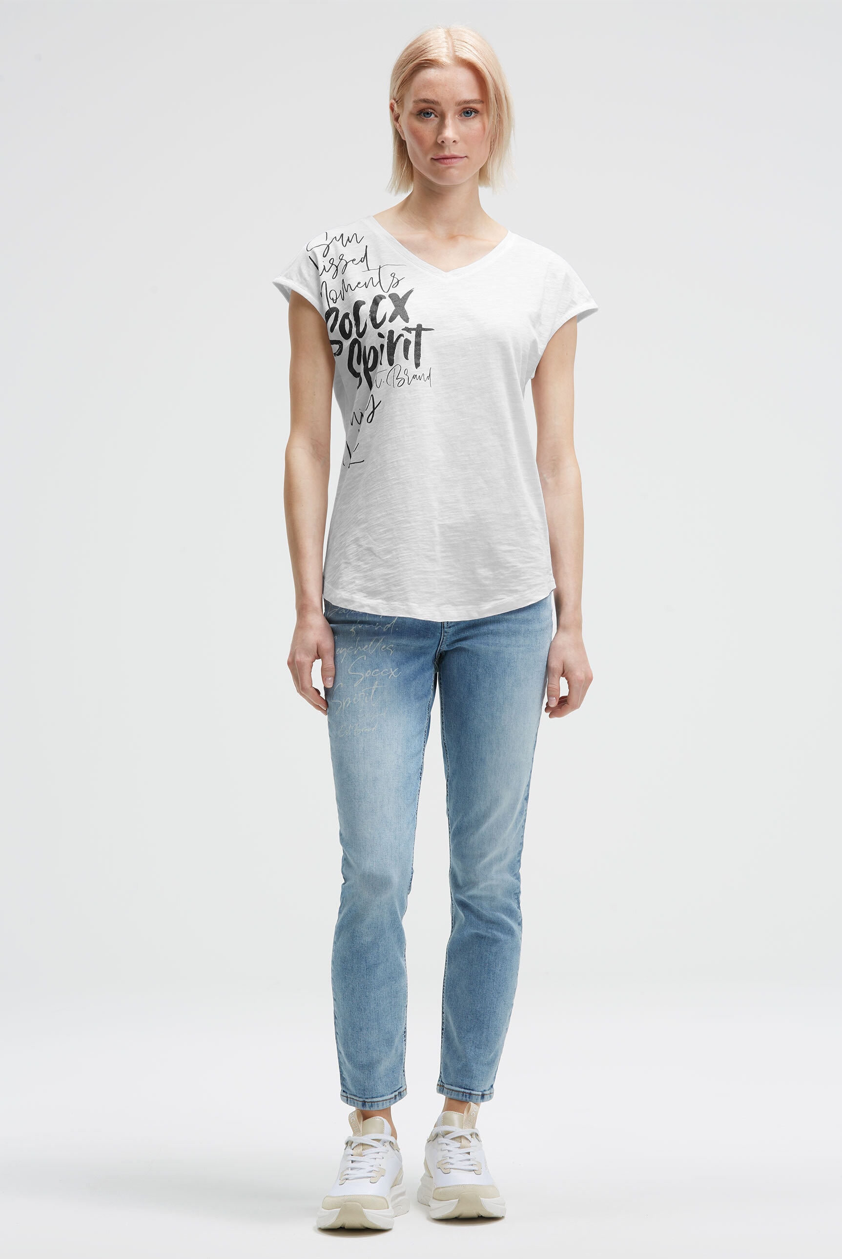 SOCCX V-Shirt mit überschnittenen Schultern