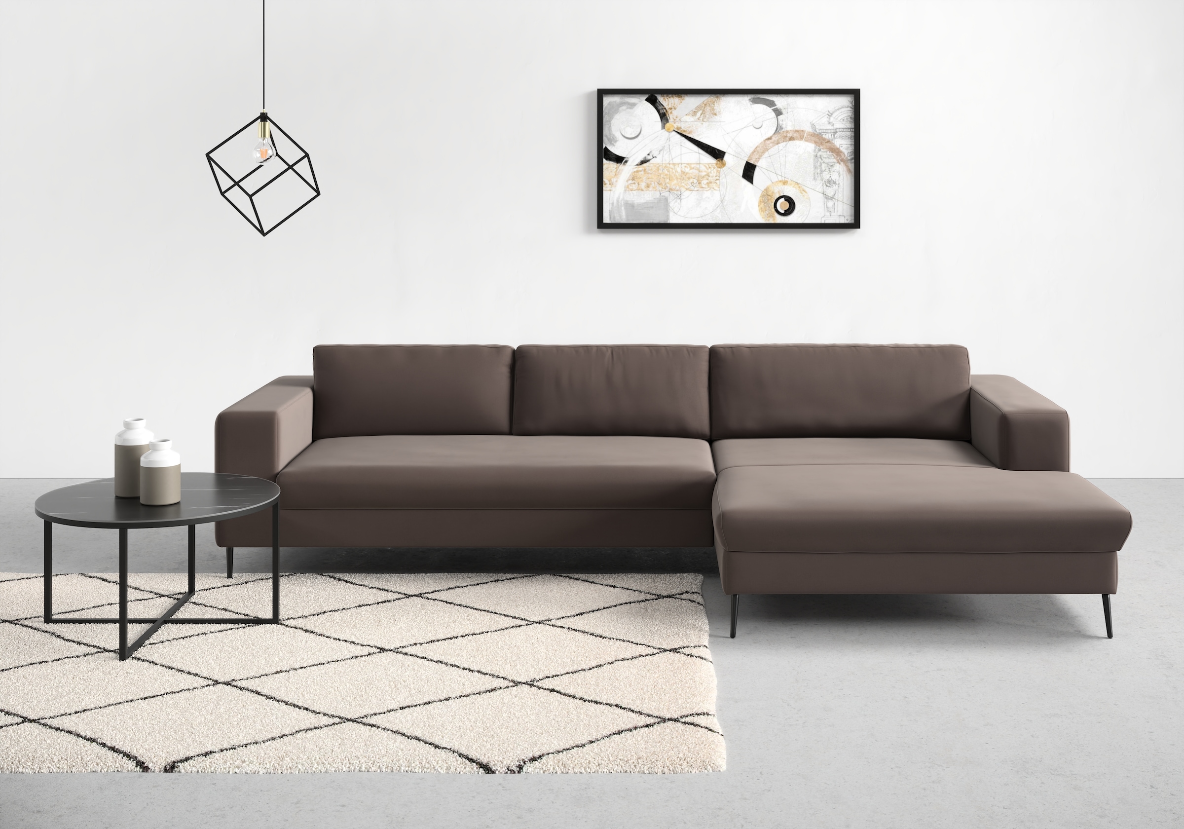 DOMO collection Ecksofa »Modica, zeitlos und elegant, L-Form«, moderne Optik mit extrabreiter Recamiere, auch in Cord