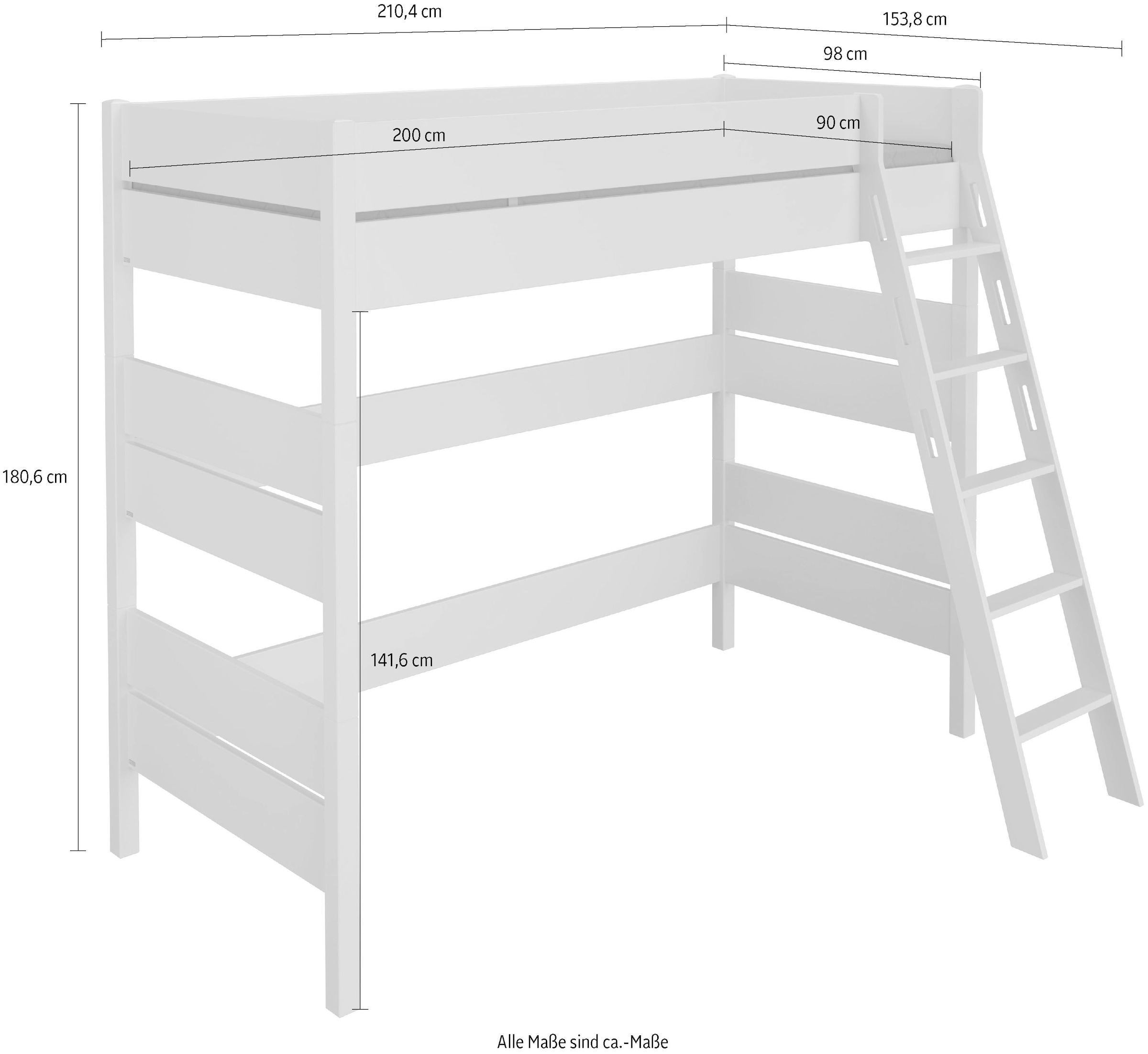 PAIDI Spielbett »TIAGO in verschiedenen Größen und Farben, Hochbett mit Leiter« Höhe 180 cm, 120kg Tragkraft, 5 Jahre Garantie, 