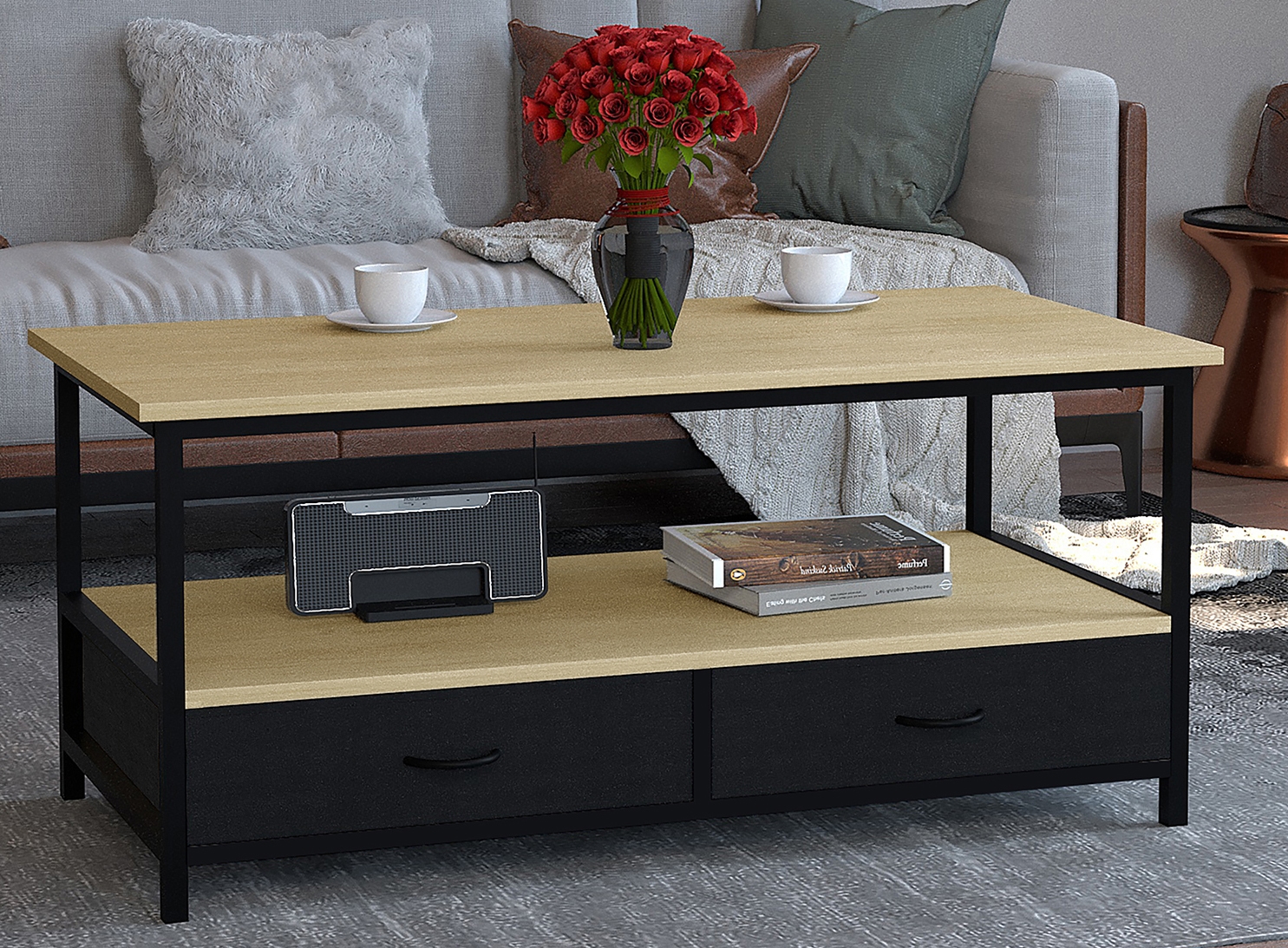VCM Couchtisch »VCM Holz Sofatisch Couchtisch Wohnzimmertisch Beistelltisch Ablage Flonila«, (Flonila)