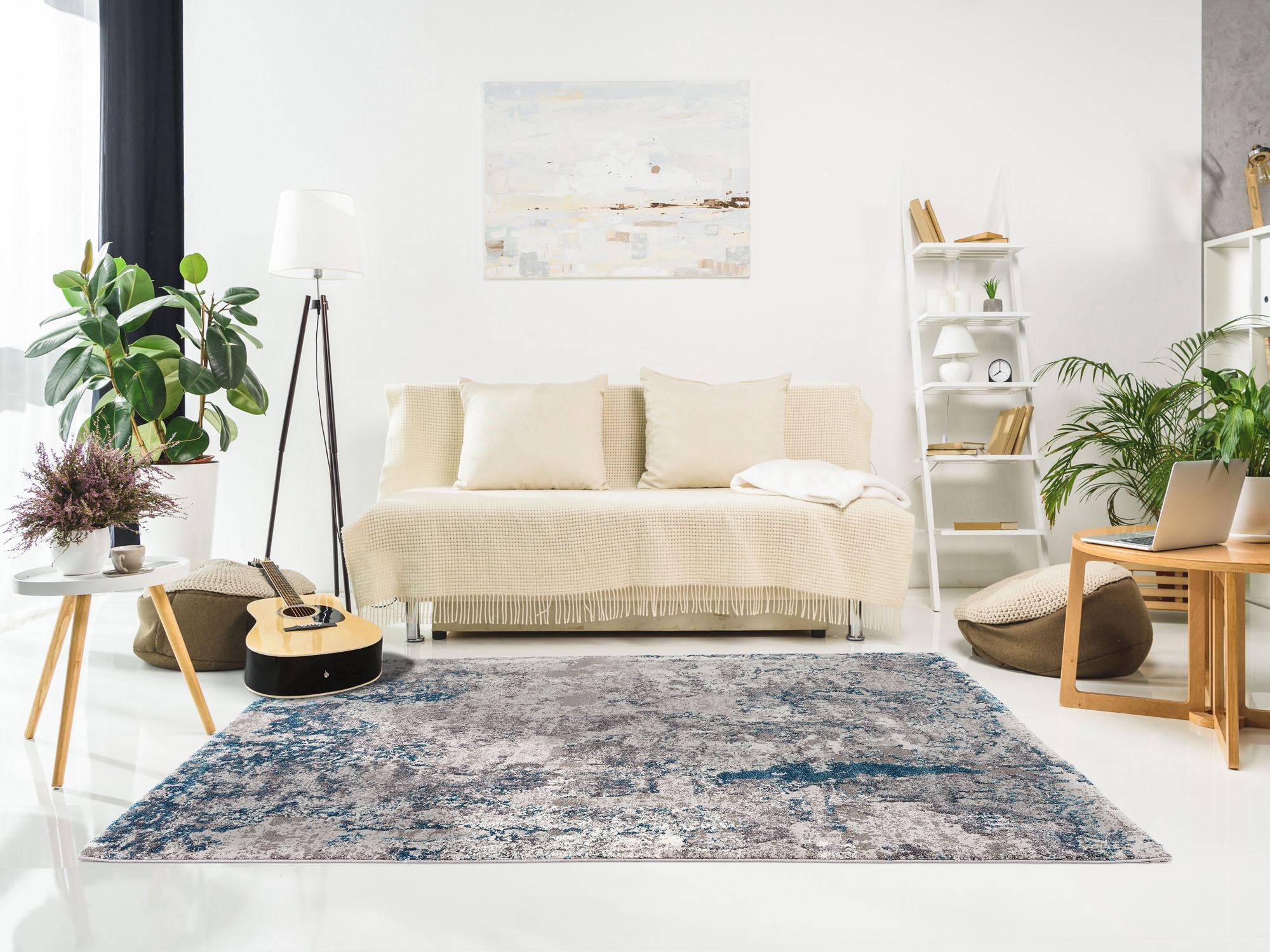 OCI DIE TEPPICHMARKE Teppich »Juwel Liray«, rechteckig, 20 mm Höhe, Kurzflor, Wohnzimmer, Marmor Optik, Hoch Tief Effekt