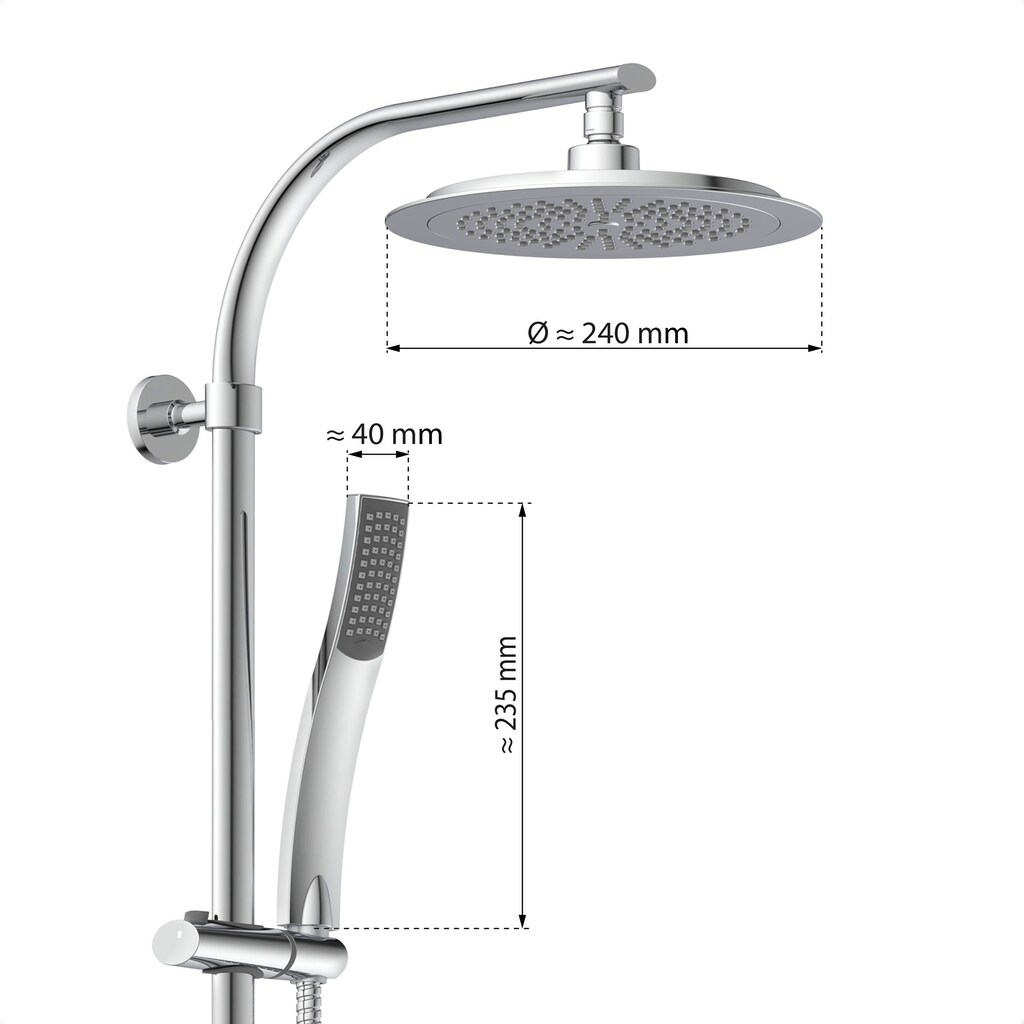 Eisl Duschsystem »STILOVAL«, Regendusche ohne Armatur, Duschsystem mit Kopfbrause und Handbrause