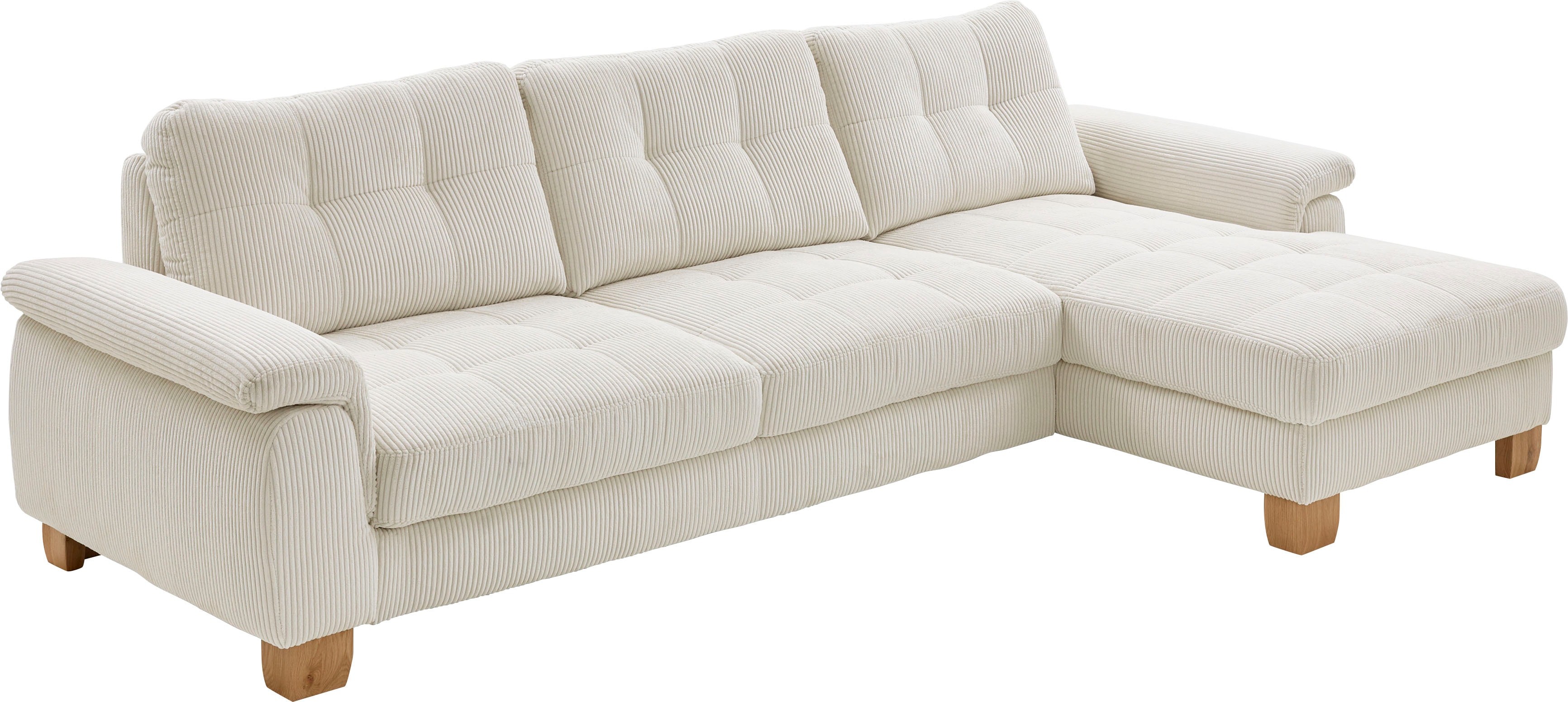 Die PlanBar Ecksofa "PP-LA19101 L-Form, Breite 316 cm" wahlweise mit Schlaffunktion und verstellbaren Kopfstützen, in Cord