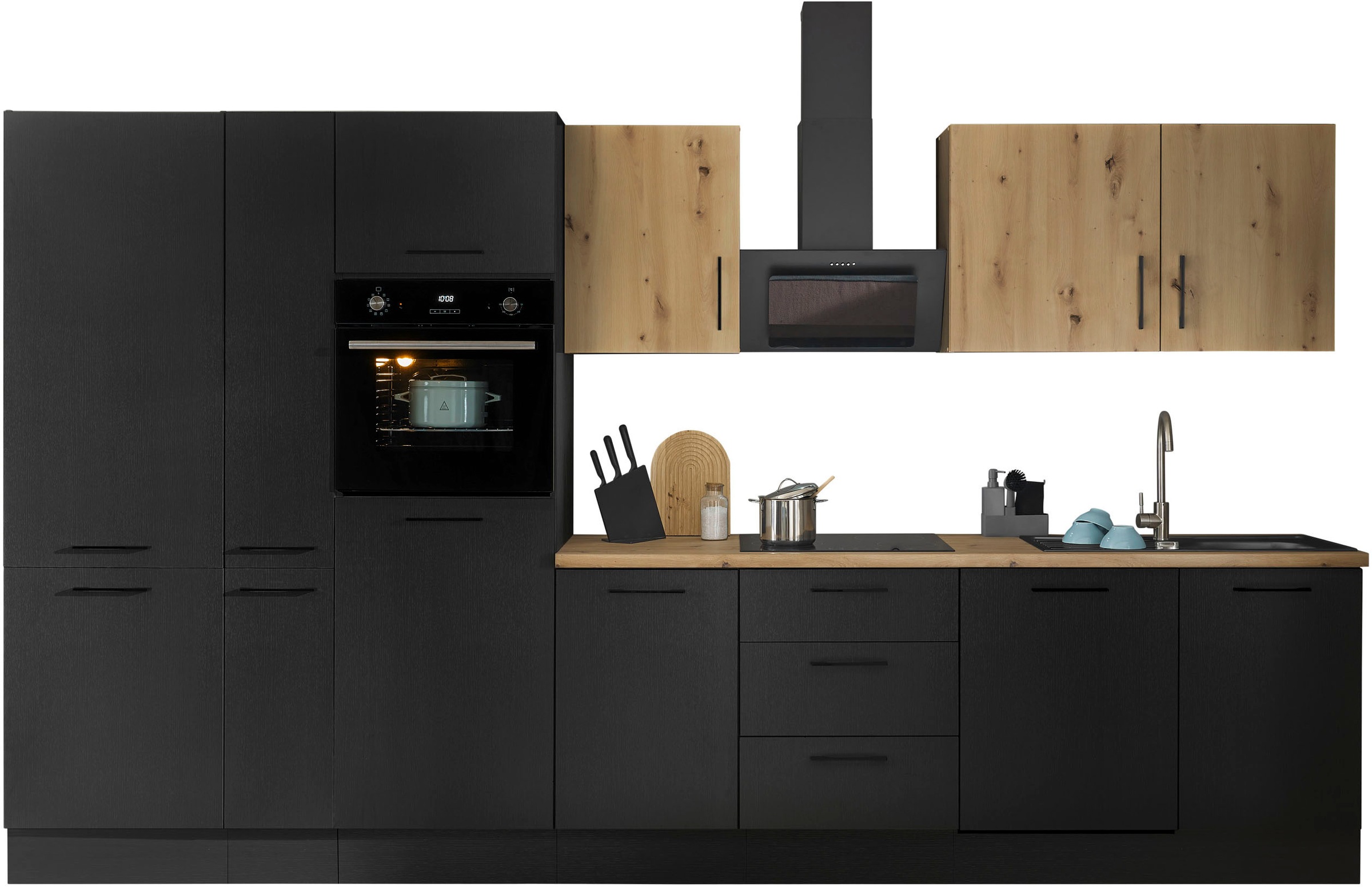 BASIC by Balculina Küchenzeile »Turin«, Breite 370 cm, wahlweise mit E-Geräten