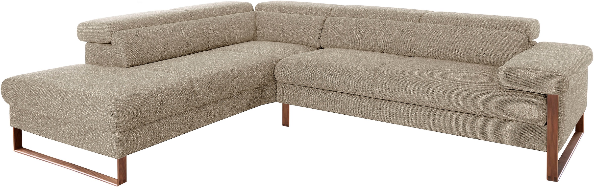 W.SCHILLIG Ecksofa "finn, Designsofa mit tollem Sitzkomfort, bequem, L-Form" German Design Award 2016, Fußgestell Nussbaum natur, Breite 281 cm