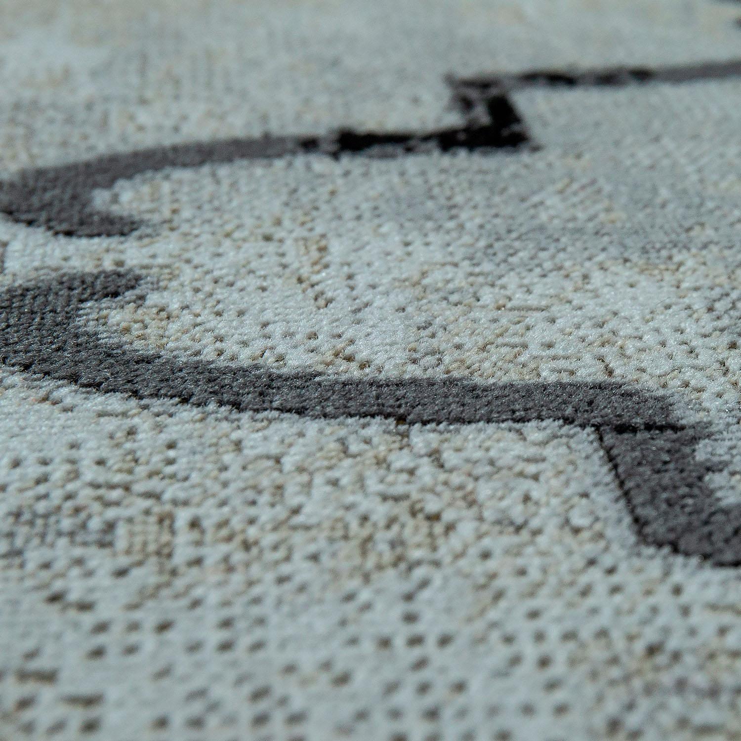 Paco Home Teppich »Artigo 411«, rund, 4 mm Höhe, Kurzflor, Vintage Design, In- und Outdoor geeignet