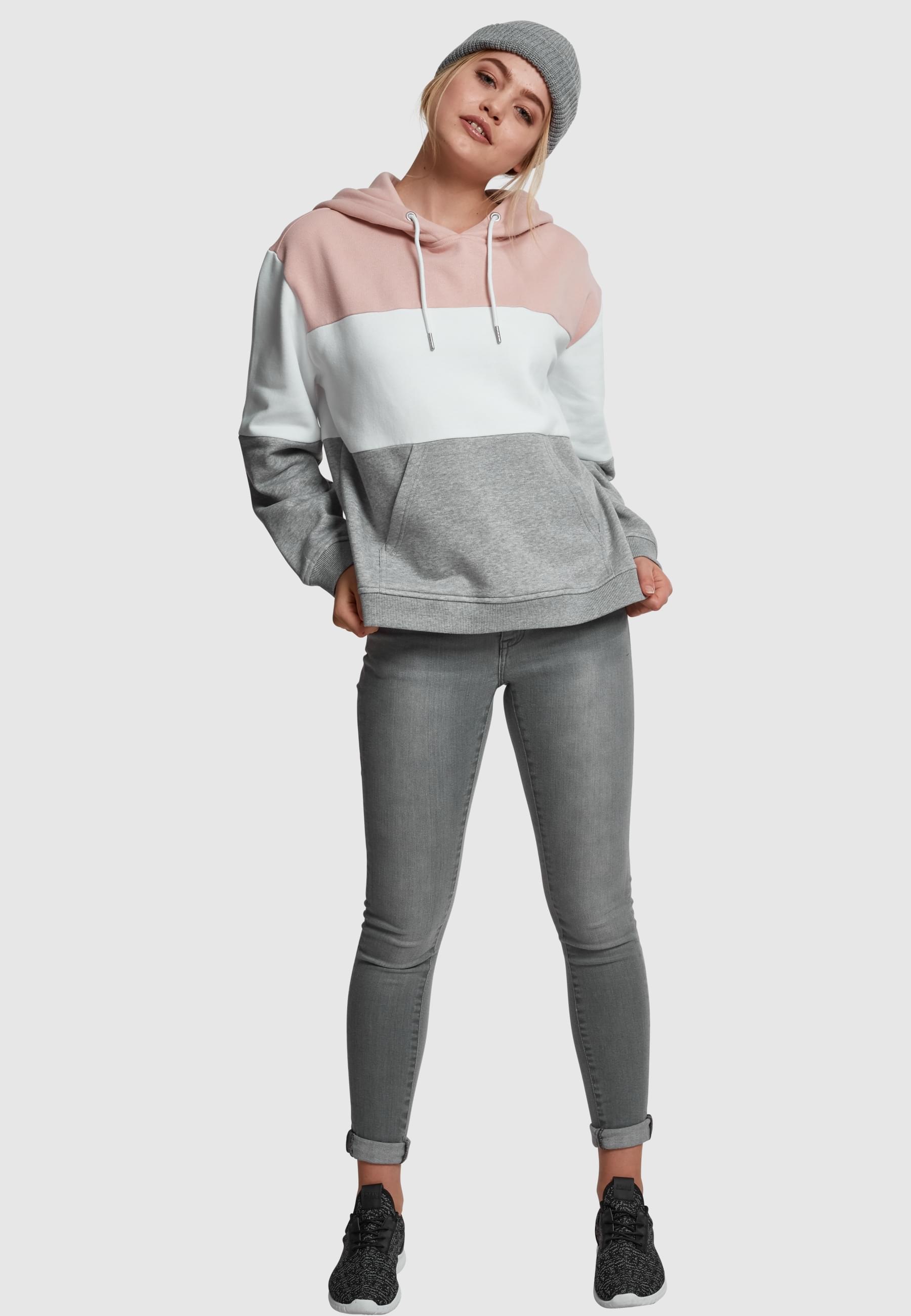 URBAN CLASSICS Rundhalspullover »Urban Classics Damen Ladies Oversize 3-Tone Hoody«, (1 tlg.)