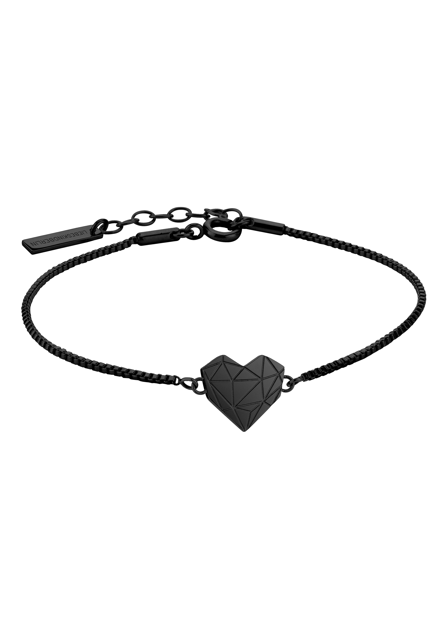 Armband LIEBESKIND BERLIN "Schmuck Geschenk Edelstahl Armkette Herz", schwarz, Armbänder, Damen, 20cm, Edelstahl, Armband