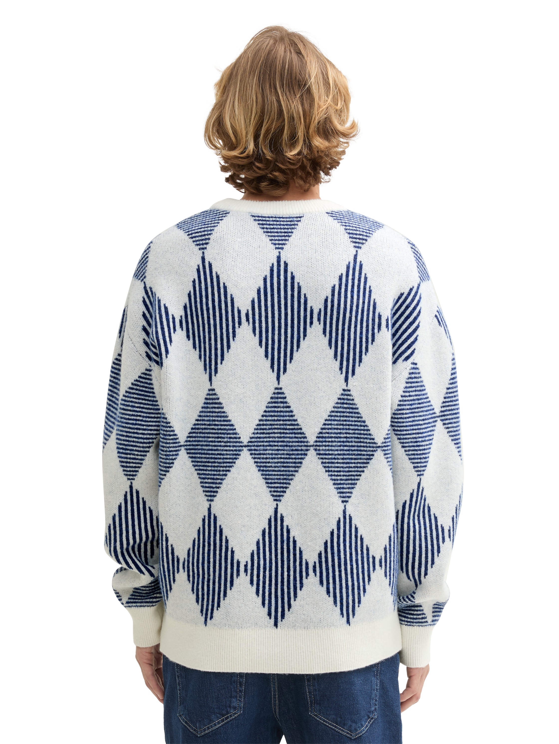 TOM TAILOR Denim Rundhalspullover, mit Argyle Muster