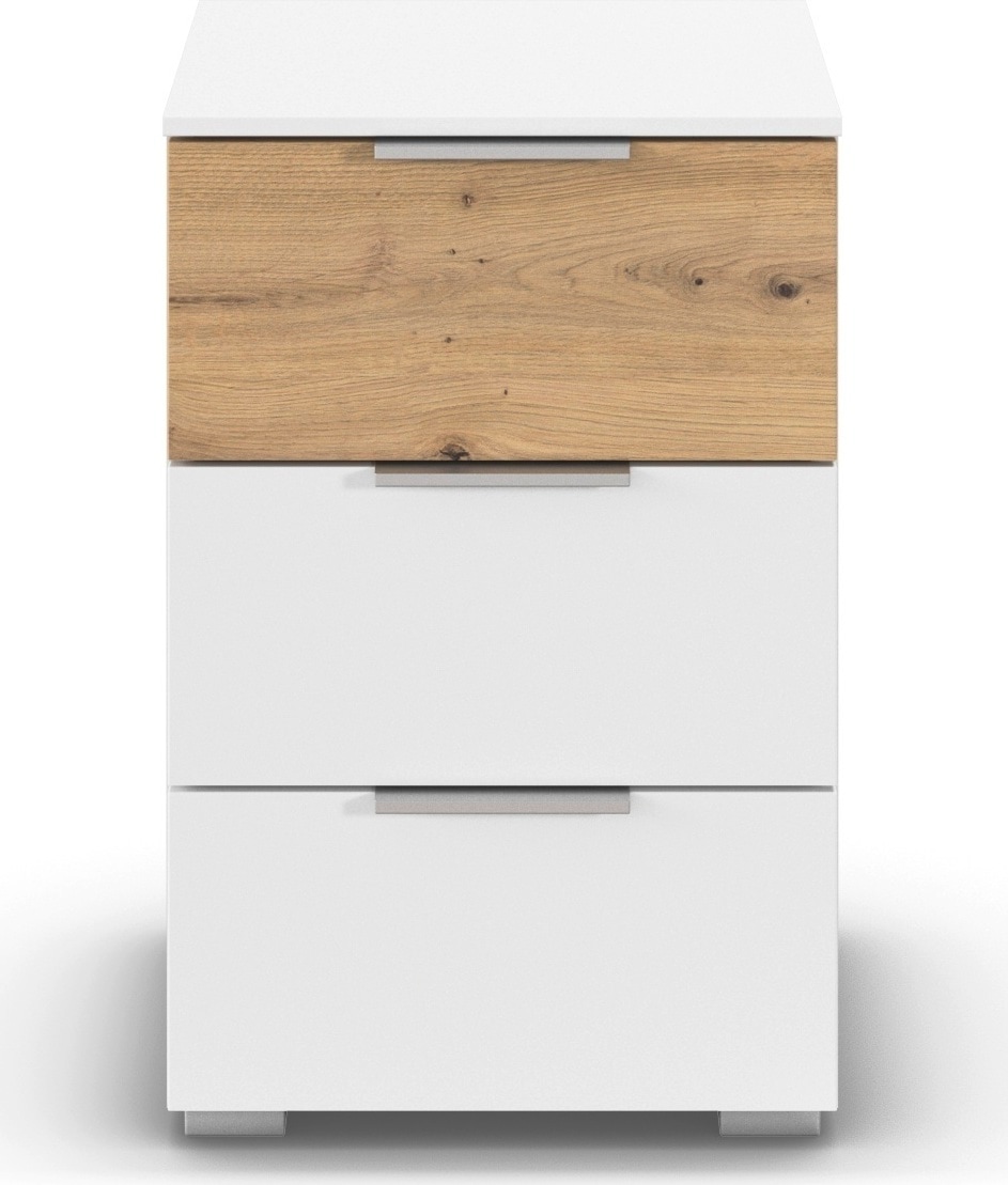 OTTO home Nachtkommode "Nachttisch Nachtschrank Schubladen Sideboard Schubladenkommode ASTANA" Breite 40 cm / Höhe 61 cm, mit 3 geräumigen Schubladen, Kantengriff in Alufarben MADE IN GERMANY