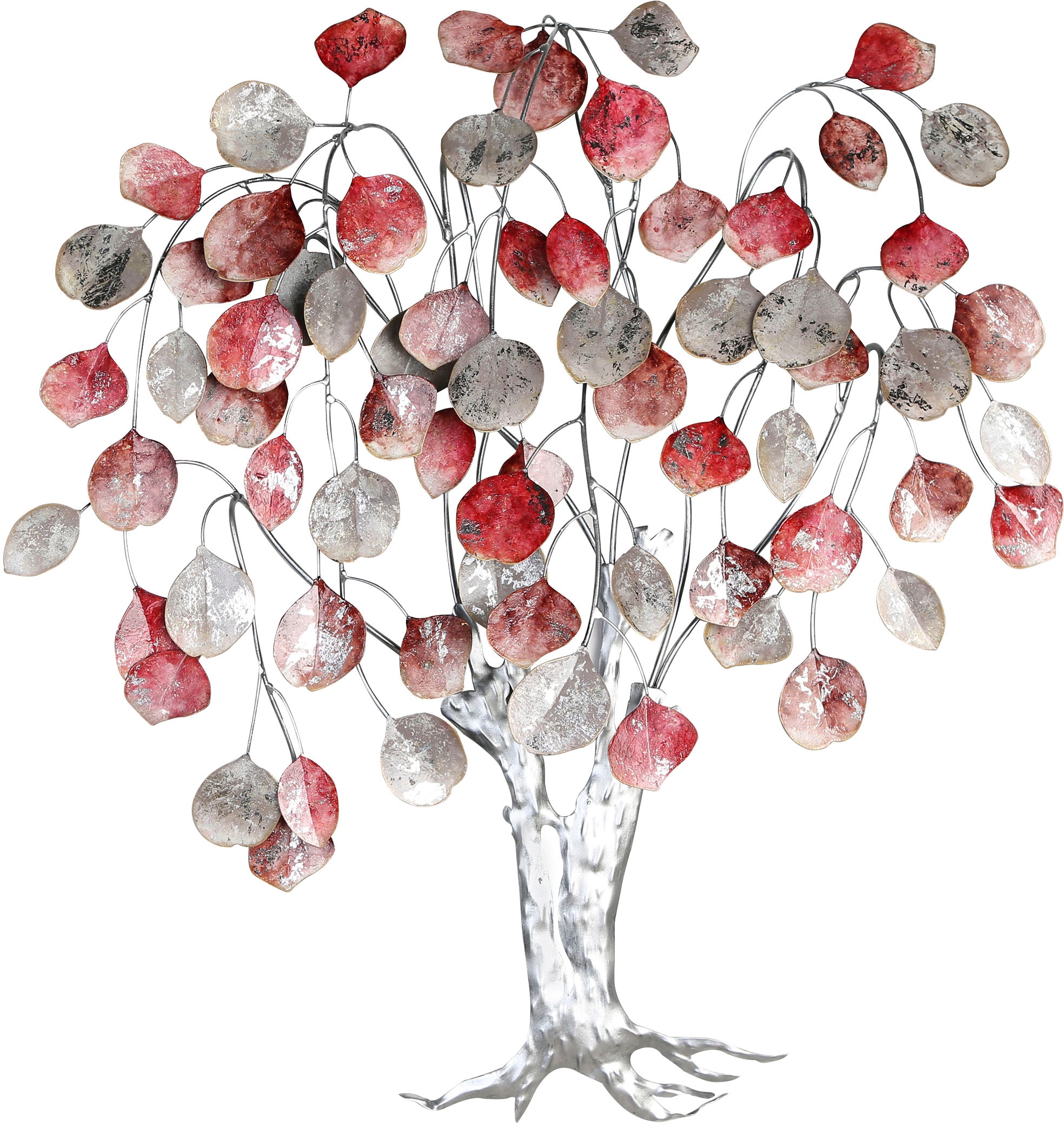 GILDE Wanddekoobjekt »Wandrelief Love Tree, rottöne/silber«, klassisch,  Metall kaufen | BAUR