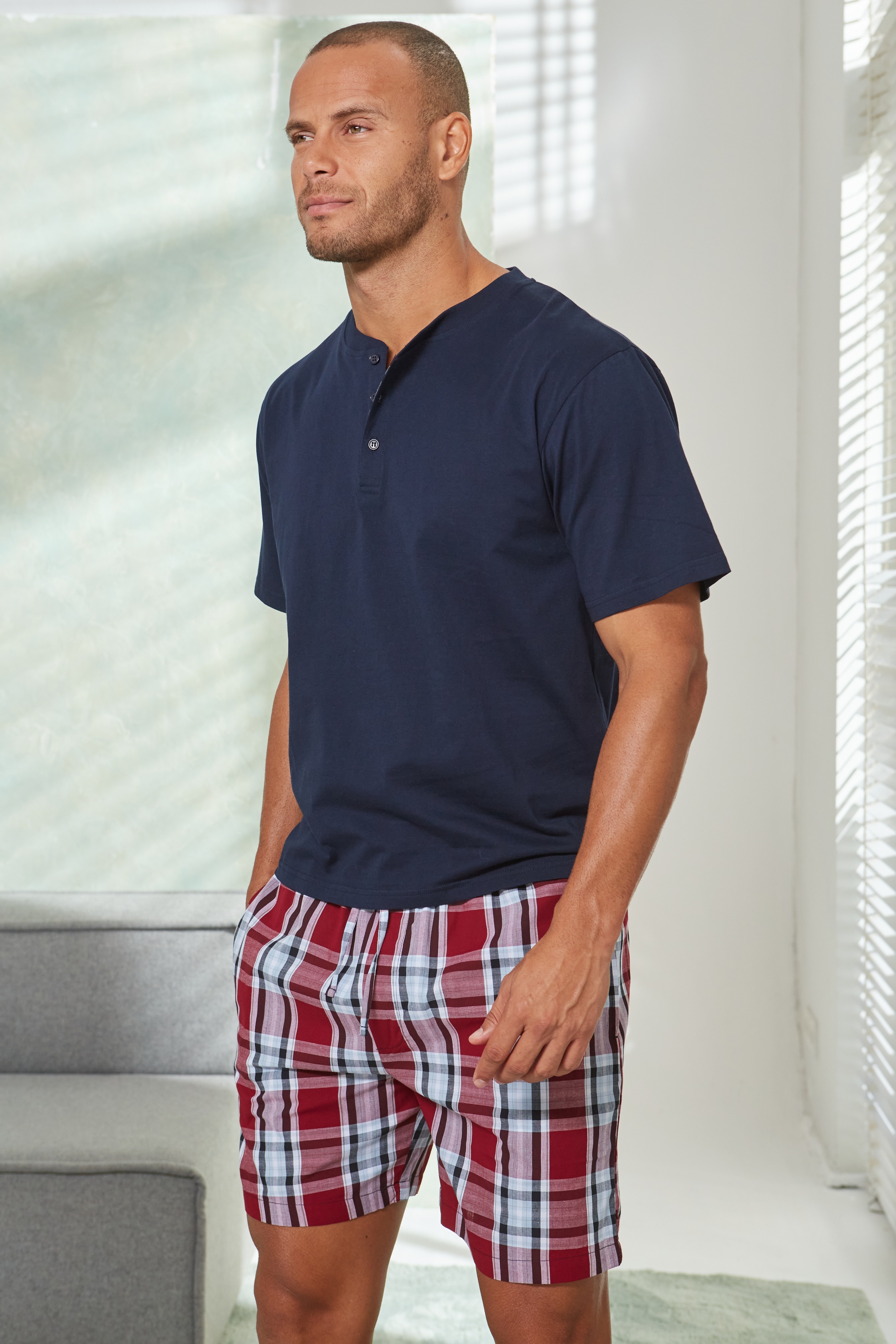 H.I.S Pyjama, (2 tlg., 1 Stück), Schlafanzug mit Webshorts günstig online kaufen