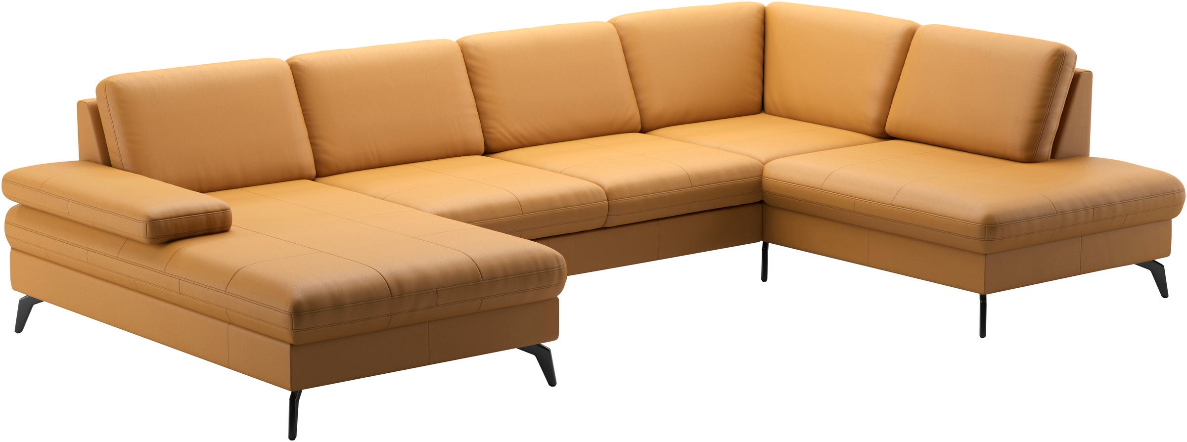 Wohnlandschaft SIT & MORE "Morris Jubi", gelb (curry), B:335cm H:82cm T:212cm, Sofas, Wohnlandschaft, wahlweise mit Armteilverstellung, Bettfunktion & Bettkasten 9