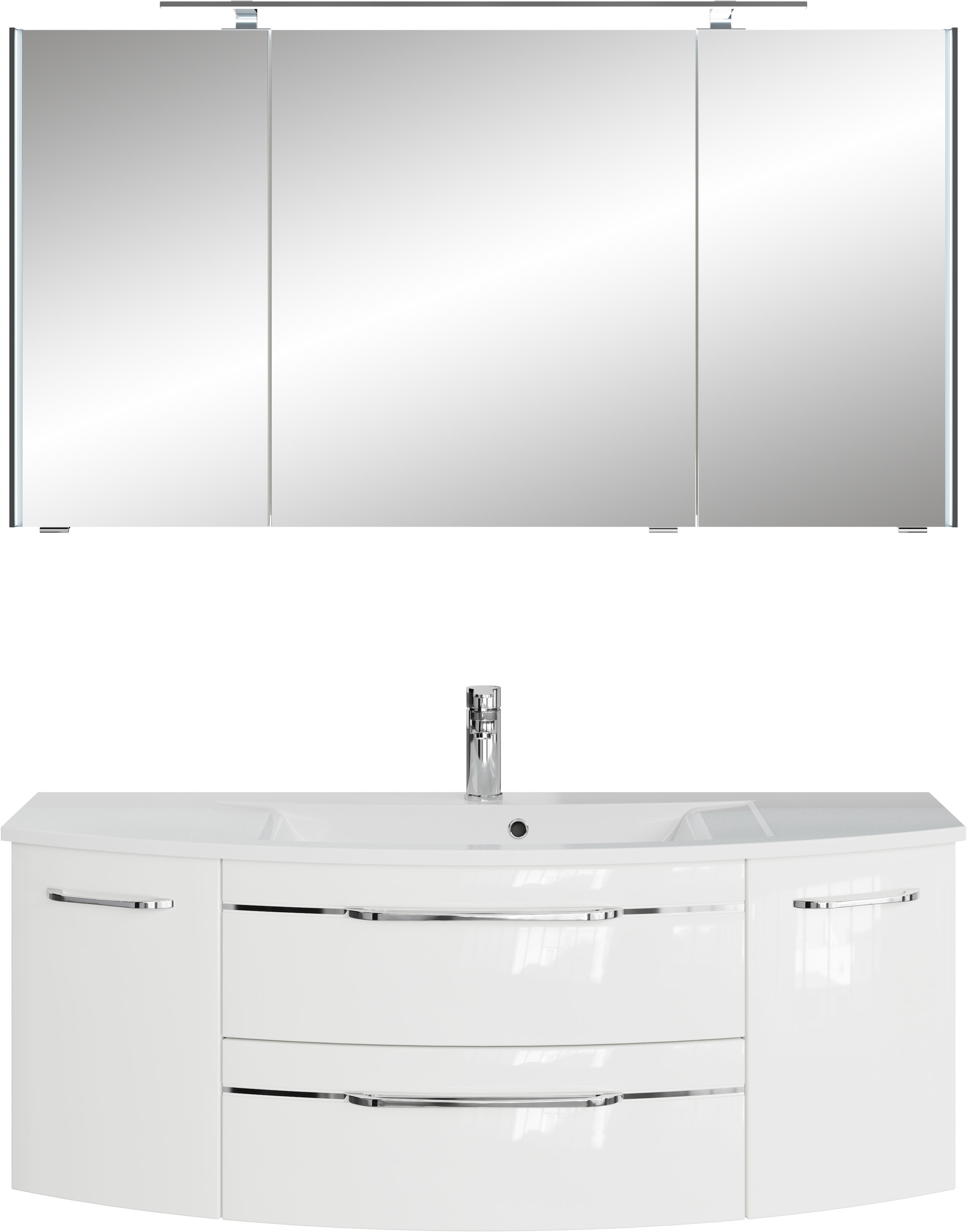 Saphir "Serie 7045 2-teilig Mineralmarmor-Waschtisch mit LED-Spiegelschrank" Set, 2 Stk. tlg.