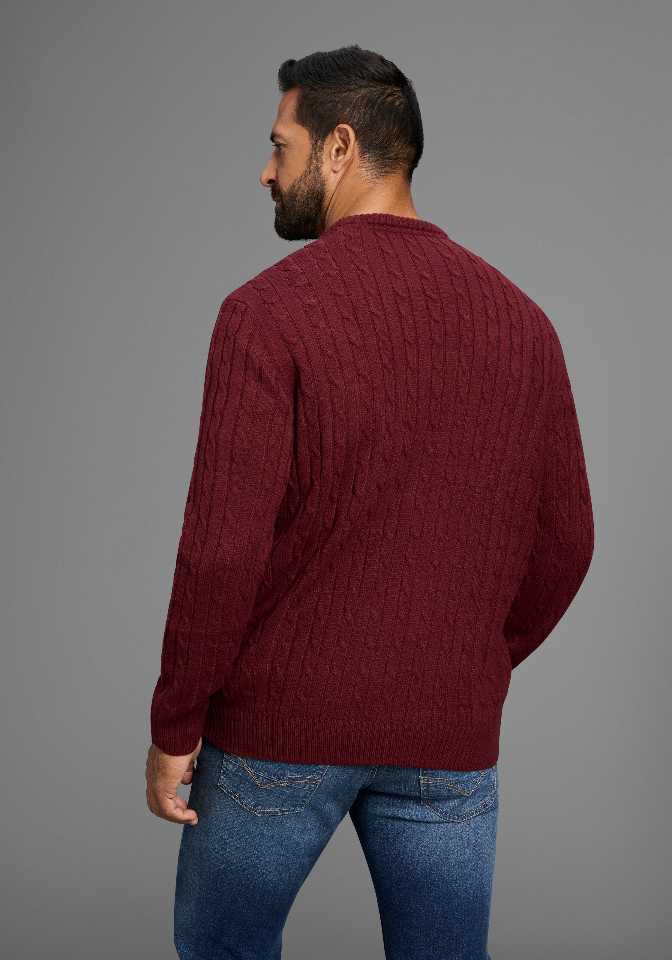 Man's World Rundhalspullover »Neue Kollektion!«, mit Zopfmuster