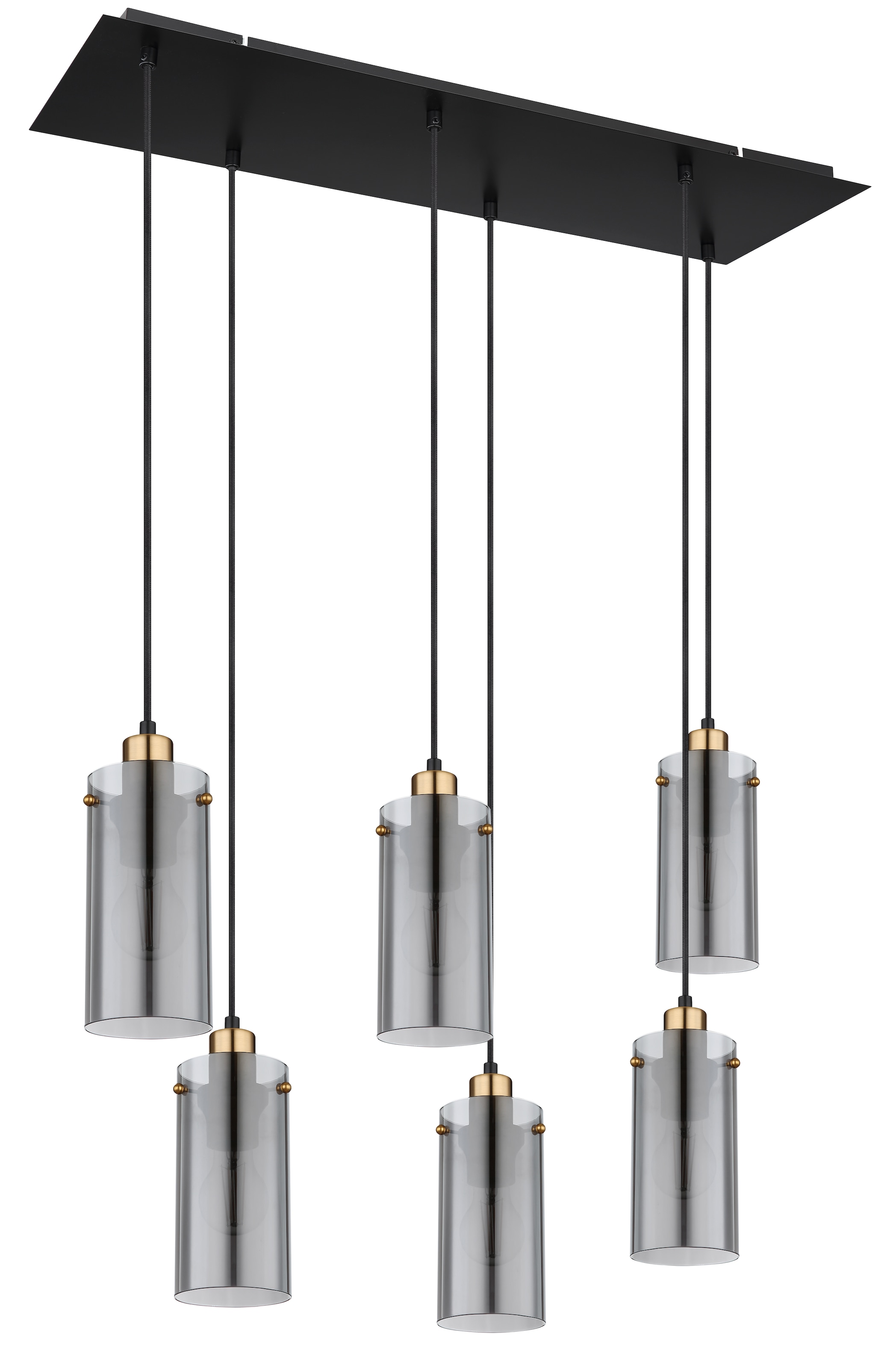 GLOBO LIGHTING Hängeleuchte »FANNI« E27 1 Stk. Schwarze Hängeleuchte mit messingfarbenem Metall und Glas