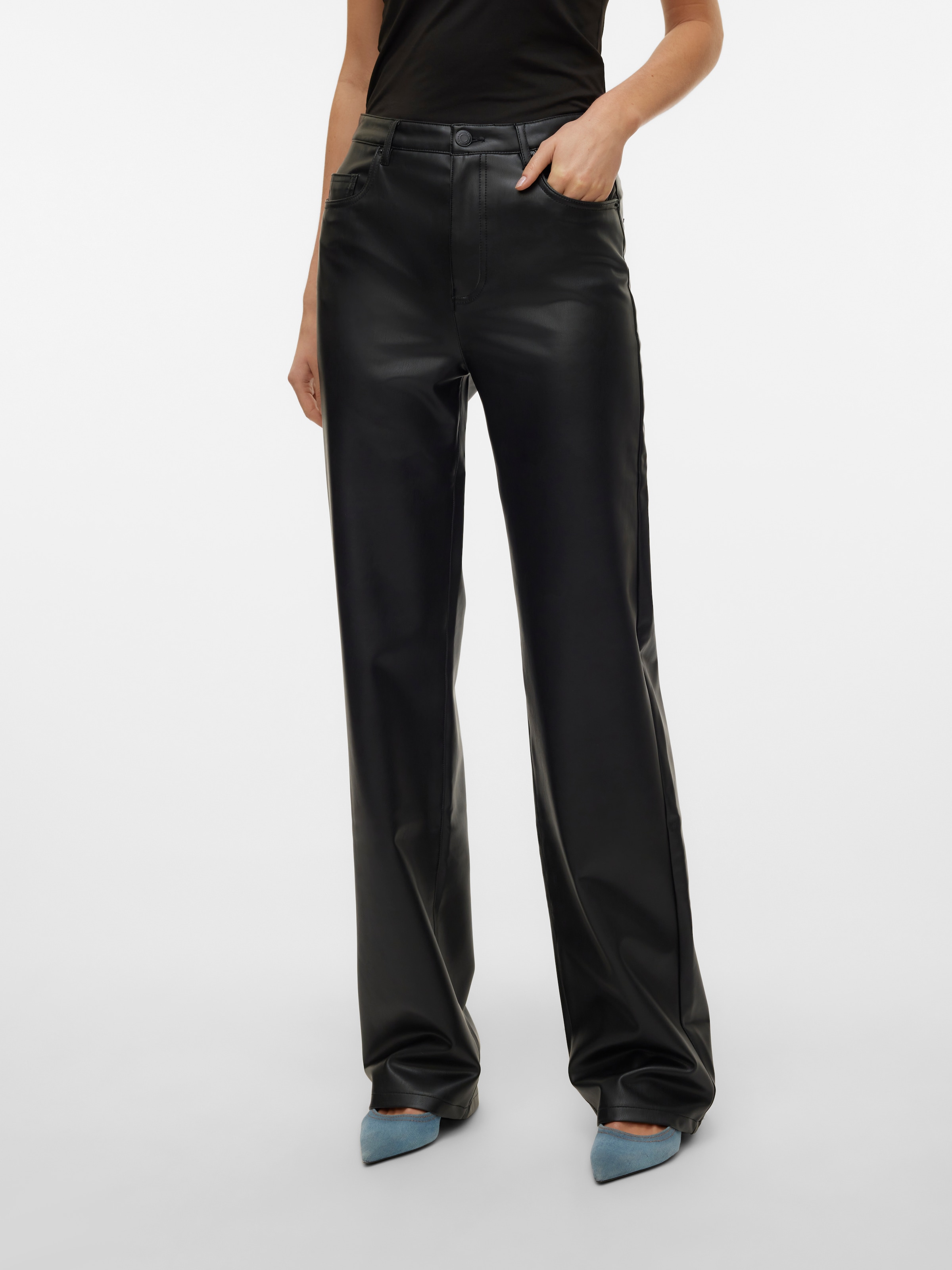 Vero Moda Lederimitathose "VMTESSA HR WIDE PL PANTS NOOS" günstig online kaufen
