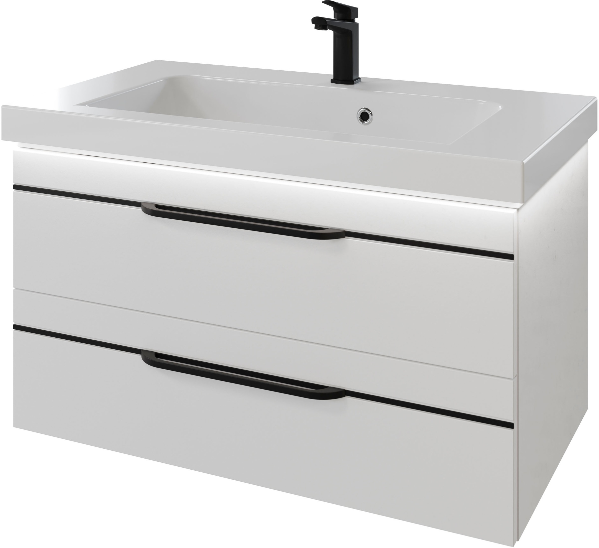 Saphir Badmöbel-Set »Balto 2-teilig Mineralmarmor-Waschtisch mit LED-Spiegel, Waschplatz«, (2 St.), 92 cm breit, mit 2 Schubladen, Badschrank inkl. Schubladendämpfer