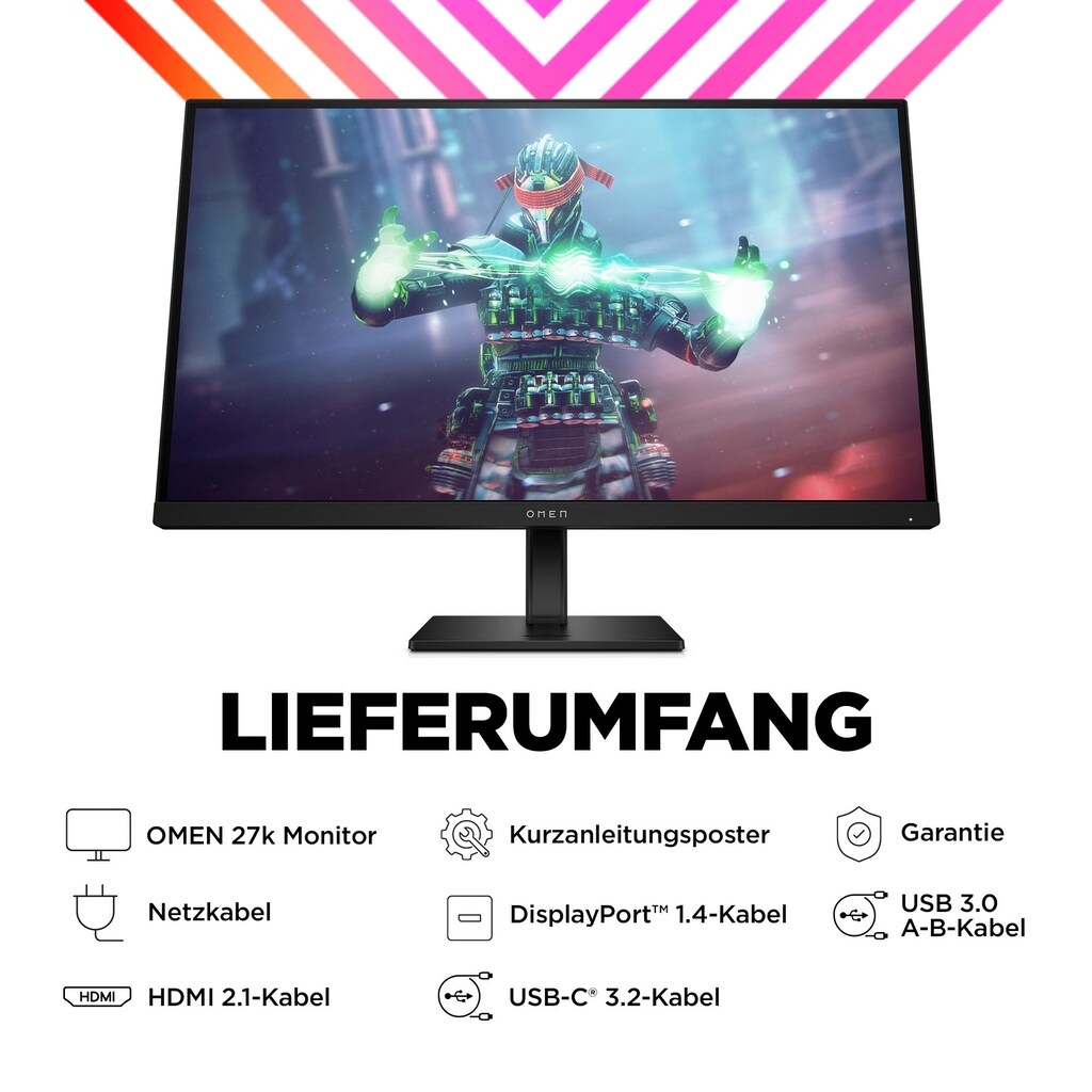 HP Gaming-Monitor »OMEN 27k (HSD-0162-A)«, 69 cm/27 Zoll, 3840 x 2160 px, 4K Ultra HD, 1 ms Reaktionszeit, 144 Hz