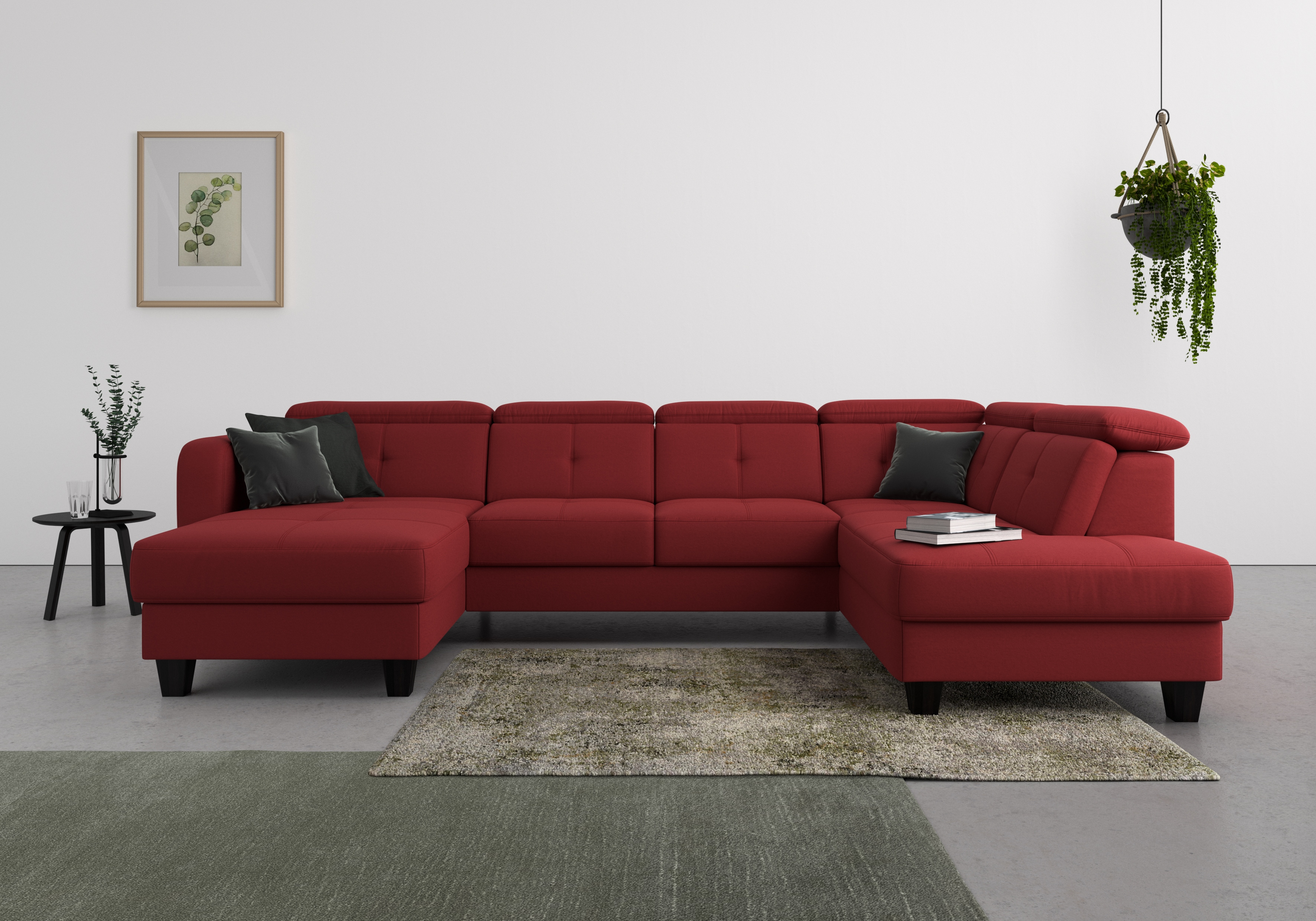 sit&more Wohnlandschaft "Belluci U-Form" Kopfteilverstellung und Federkern, wahlweise mit Schlaffunktion