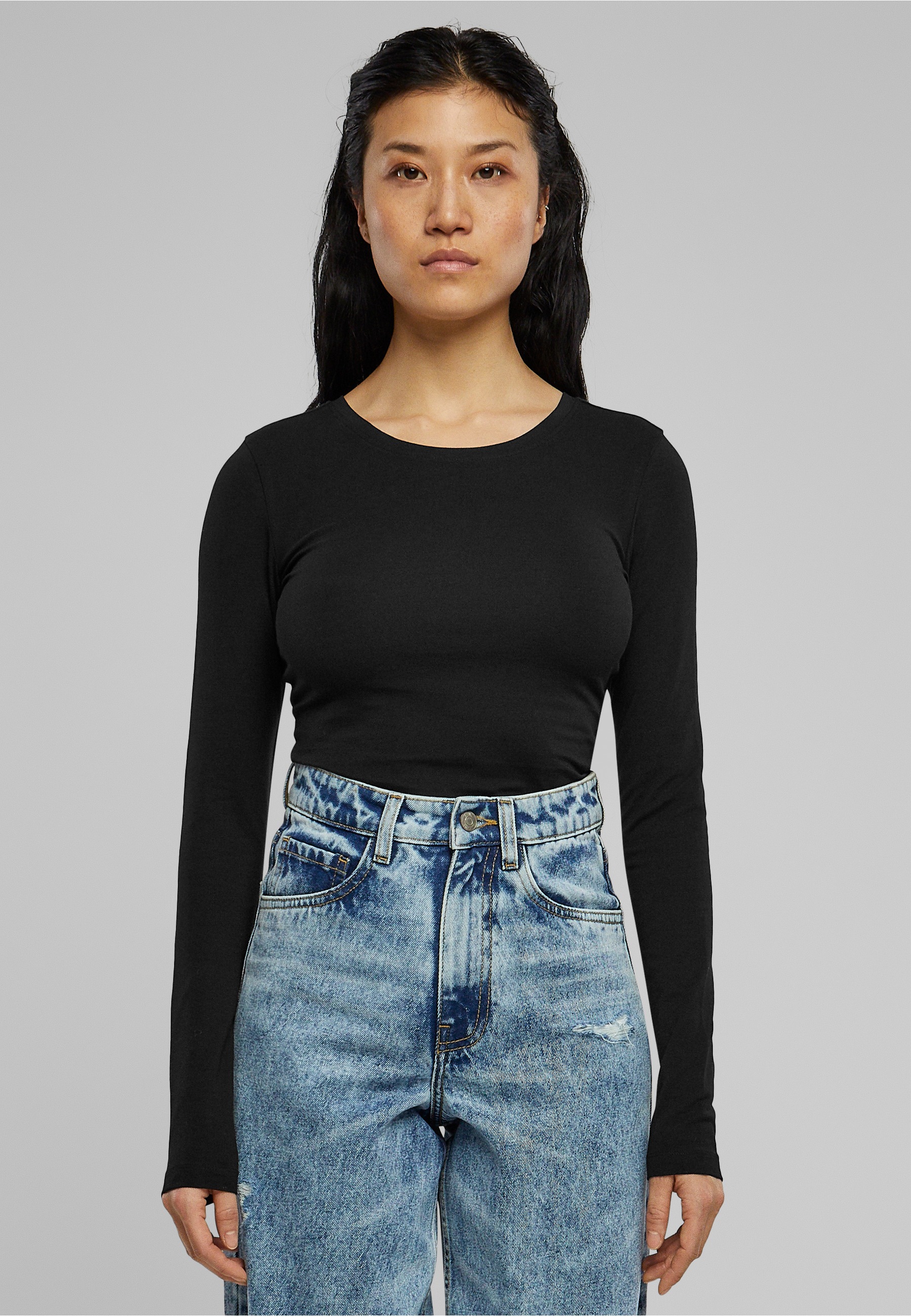URBAN CLASSICS Langarmshirt »Urban Classics Damen Ladies Stretch Jersey Longsleeve Body« 1