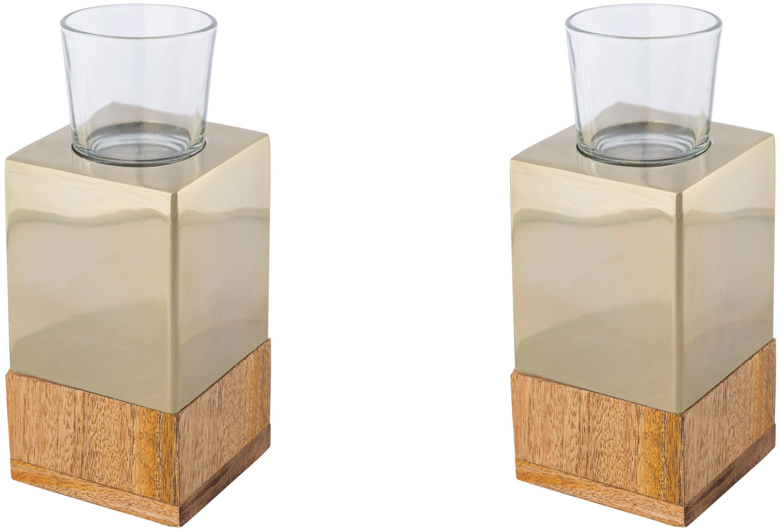 Creativ home Teelichthalter "Kerzenhalter Tower", (Set, 2 St.), aus Holz, E günstig online kaufen