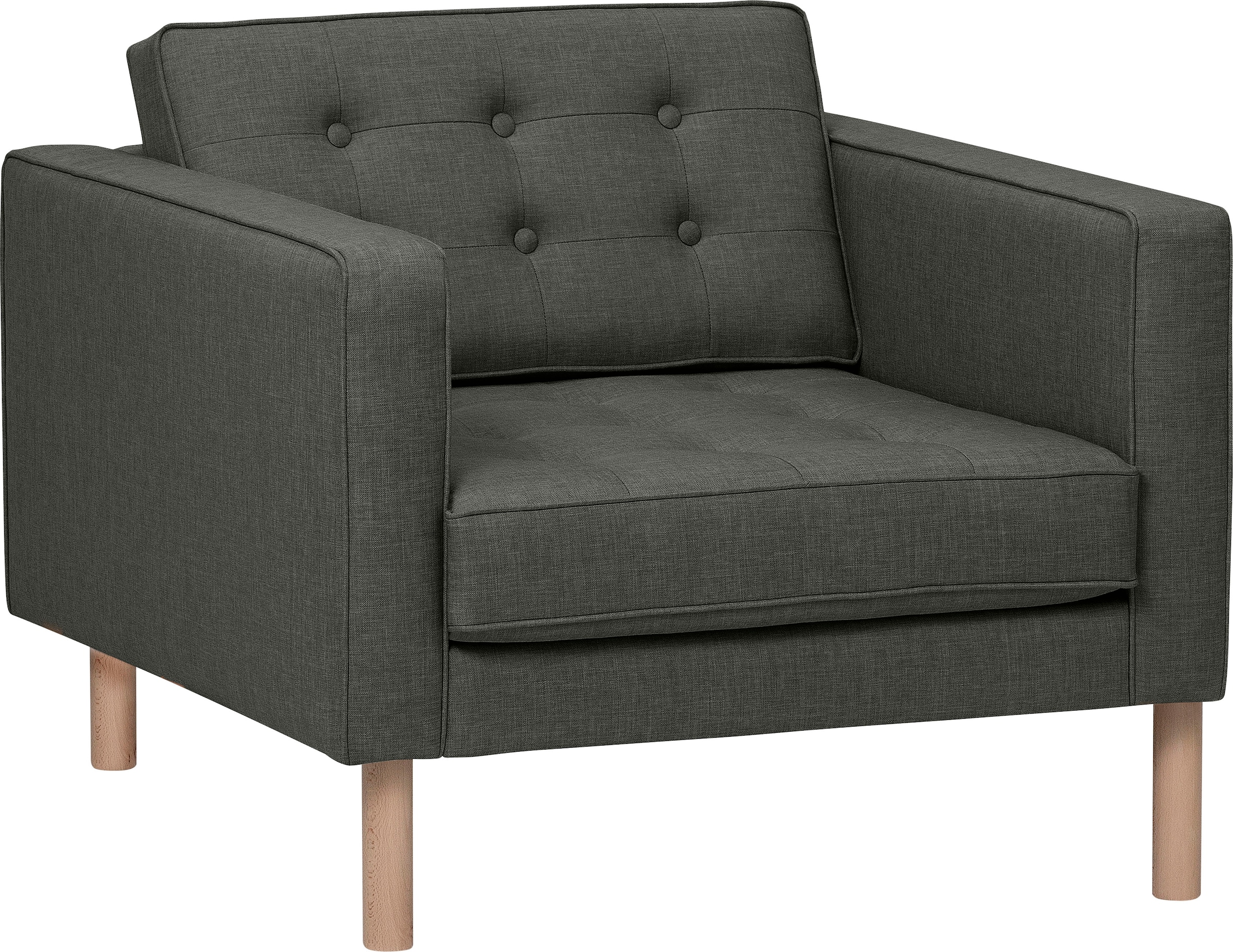 GEPADE Loungesessel »Clubsessel und Designsessel mit aufwendiger Rücken- und Sitzoptik,«, mit buchefarbenen Holzfüße