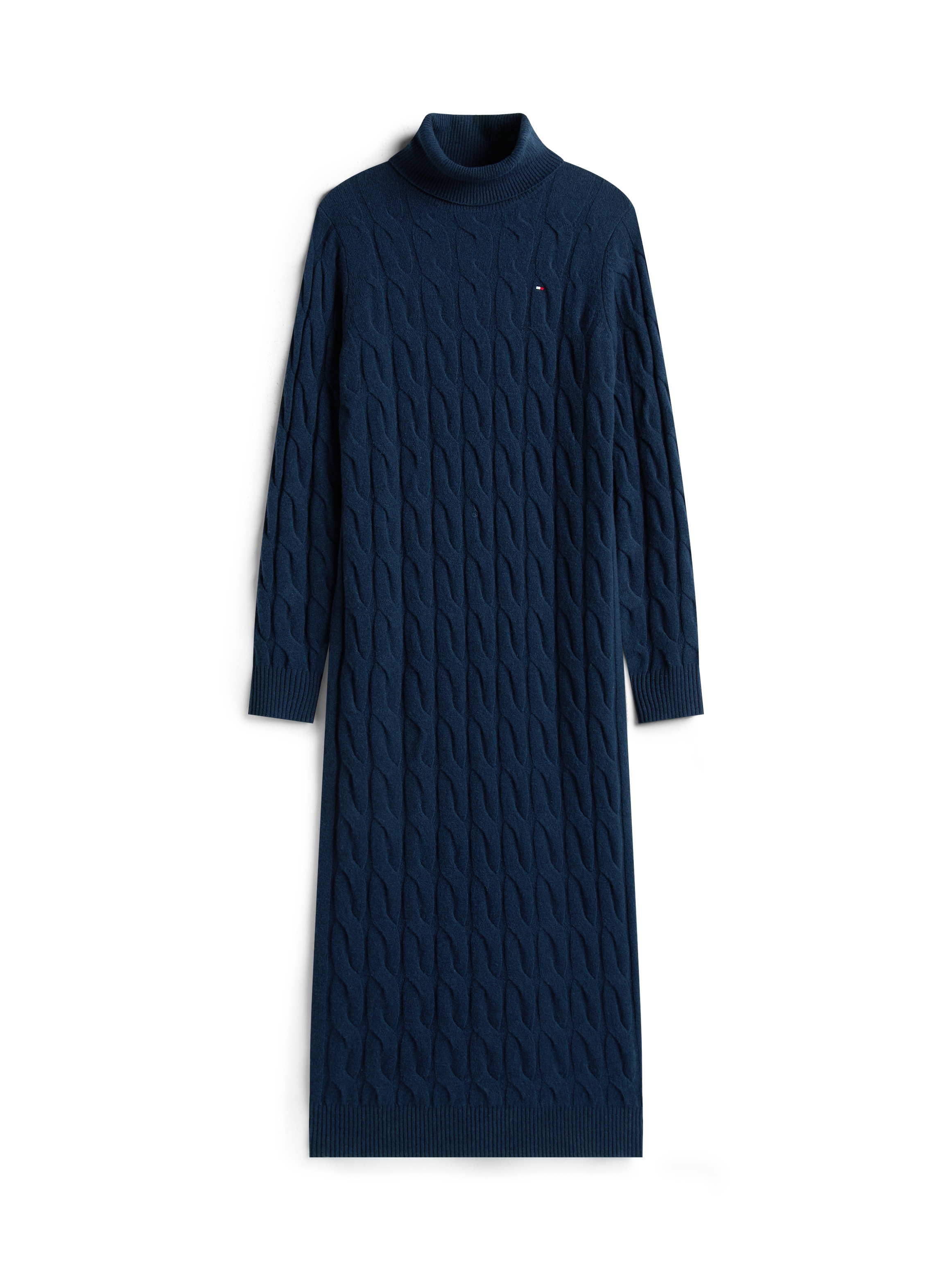 Tommy Hilfiger Strickkleid »SOFT WOOL CABLE ROLL-NK LS DRESS«, mit Zopfmuster, aus reiner Wolle