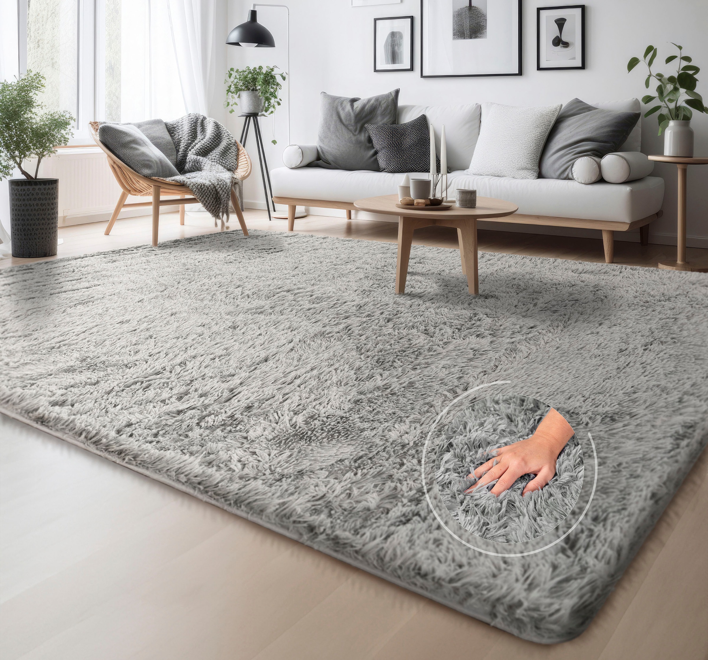 my home Hochflor-Teppich "Serville" rechteckig 37 mm Höhe Kuschelteppich, U günstig online kaufen