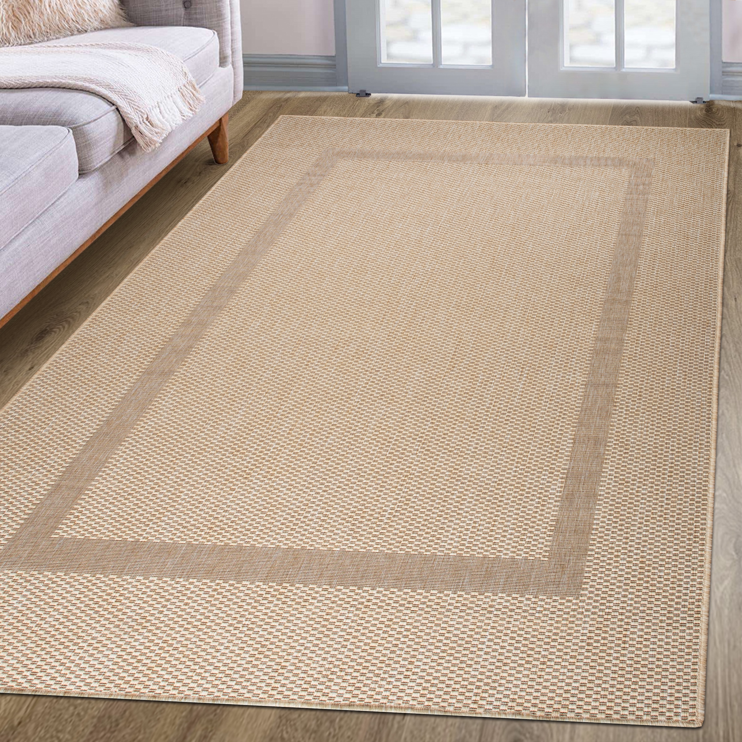 my home Teppich »Venedig Bordüre auch als Läufer erhältlich«, rechteckig, 3 mm Höhe, In- und Outdoor geeignet, Sisal-Optik, Wetterfest & UV-beständig