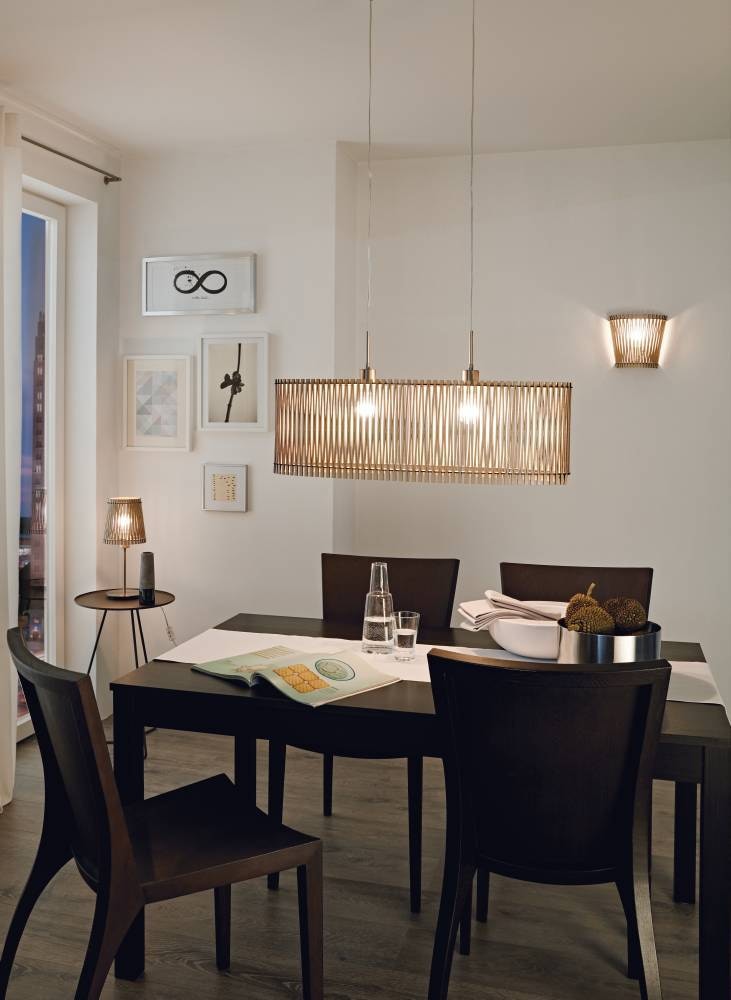 EGLO Hängeleuchte »SENDERO Pendellampe, Stahl und Holz, E27, IP20, Wohnzimmerlampe, Lampe« E27 1 Stk. Hängeleuchte, L77,5 x B25 x H130, nickel-matt, 2X60W exkl.