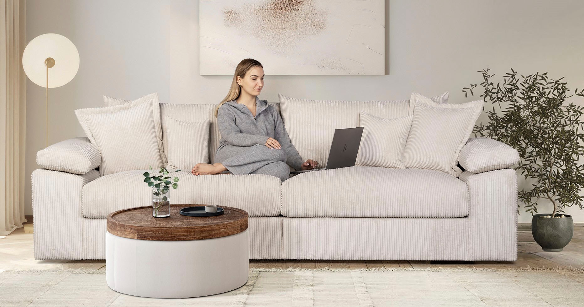 OTTO home "Soft&Cosy XL, B: 246 cm - OTTO. Verlässliche Qualität." Mega-Sofa, Cord oder Chenille-Struktur, mit Federkern & 4 Zierkissen