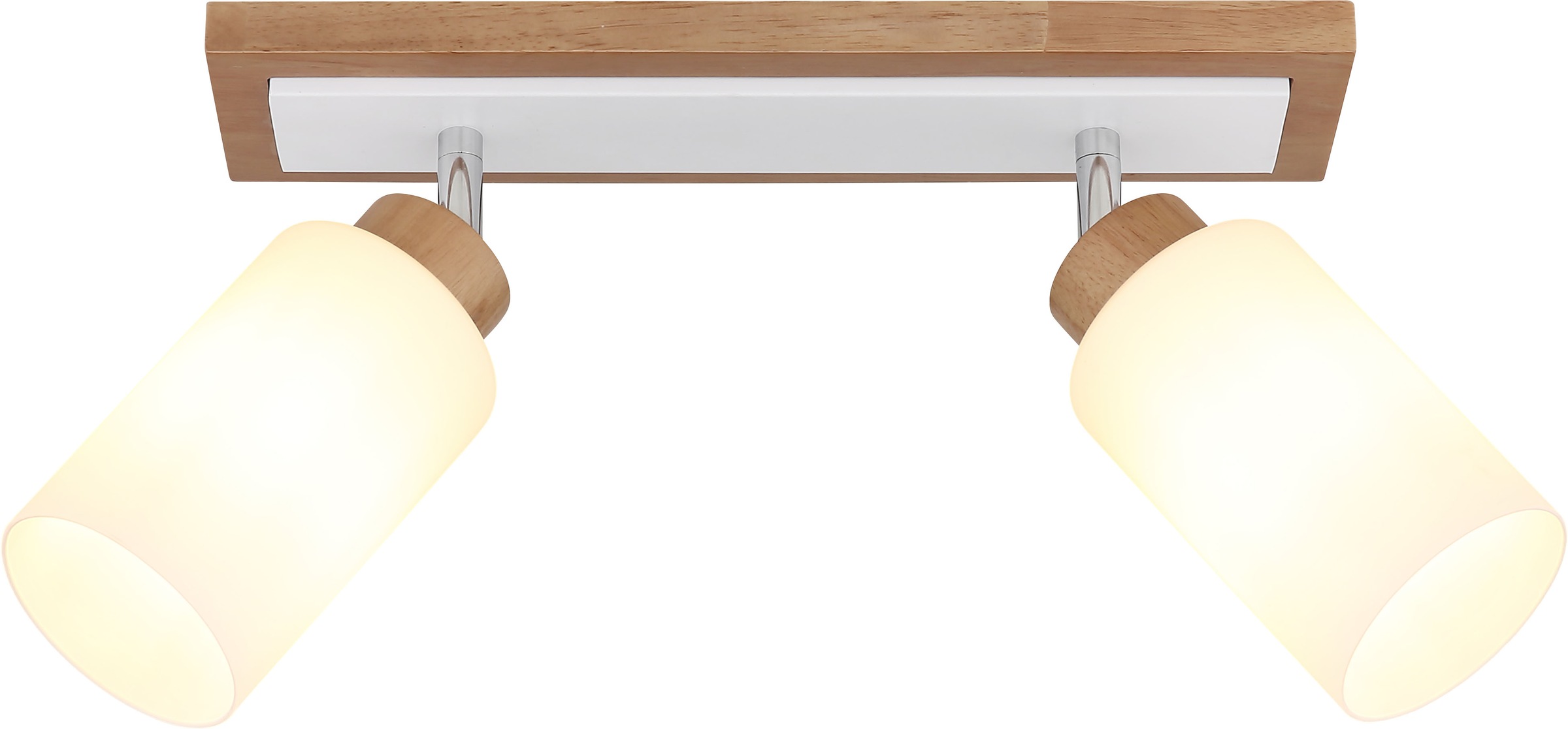 GLOBO LIGHTING Deckenspot »ROWENA« E27 1 Stk. Holz-Strahler, dreh-/schwenkbar, Opalglas, 2xE27, 600mm