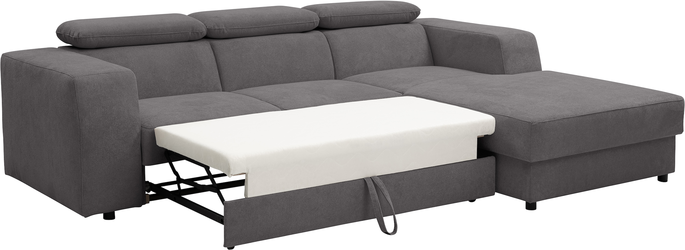 WERK2 Ecksofa »Cherry, modernes Sofa mit Komfortfunktionen, Breite 270cm, L-Form,«, bequem, mit verstellbaren Kopfteilen, Schlaffunktion und Bettkasten