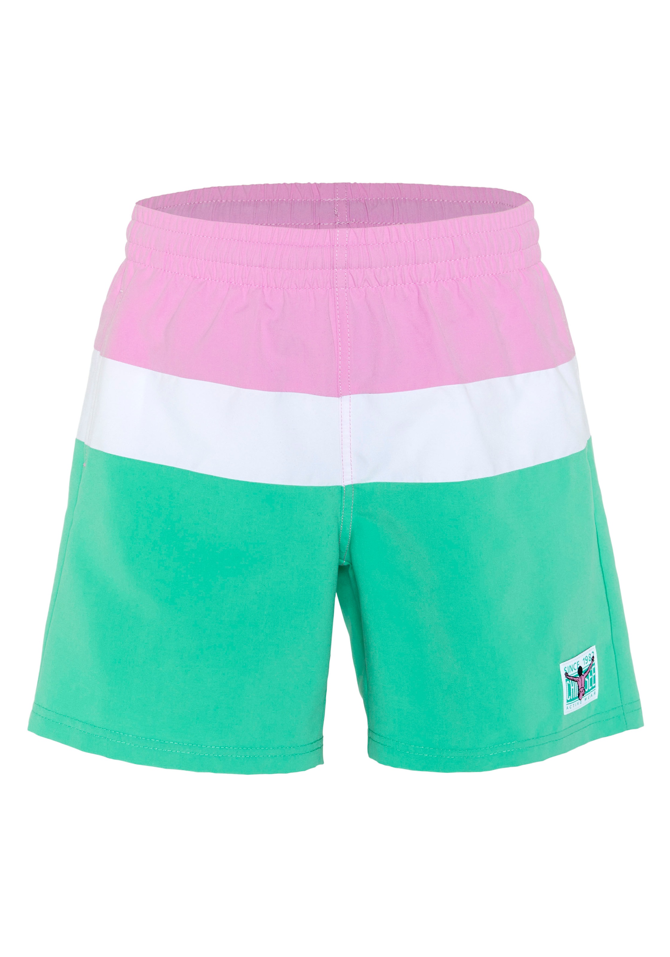 Badeshorts CHIEMSEE, Jungen, Gr. 122/128, orchid, 100% Polyester, Badehosen Badeshorts