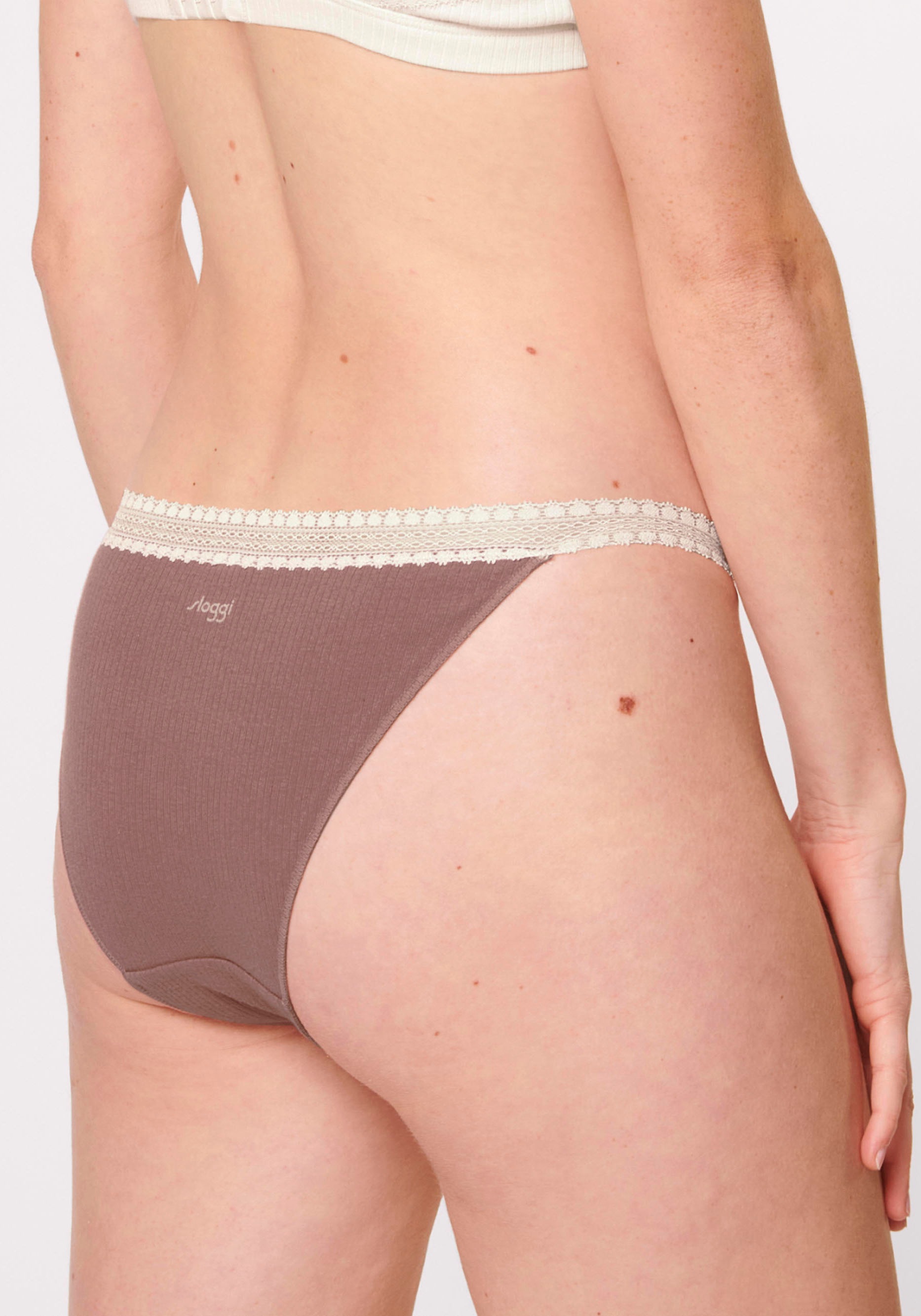 Thumbnail - sloggi Tanga "GO Ribbed", (2er Pack), weiche, Baumwollmischung, Spitzenbesatz, bequem