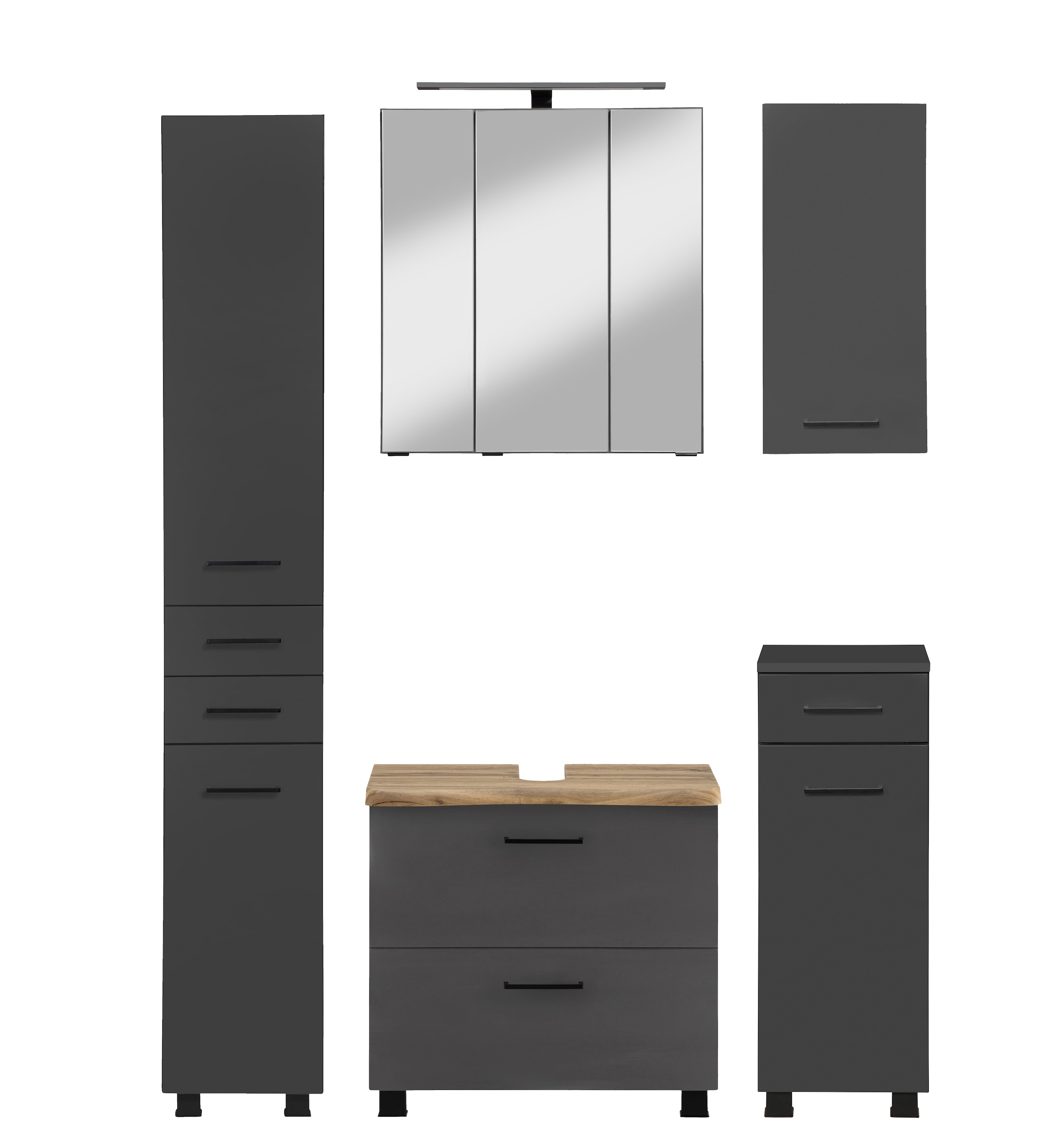 Badmöbel-Set »"Trento", Badezimmer-Set, Hängeschrank, Unterschrank, Hochschrank«, (5...