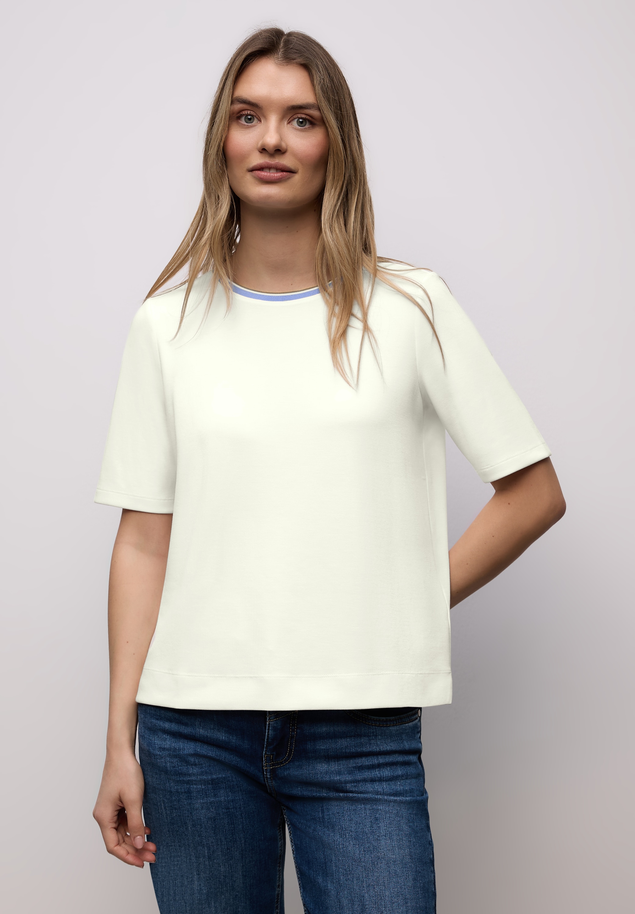 STREET ONE Rundhalsshirt mit Kontrastdetail günstig online kaufen