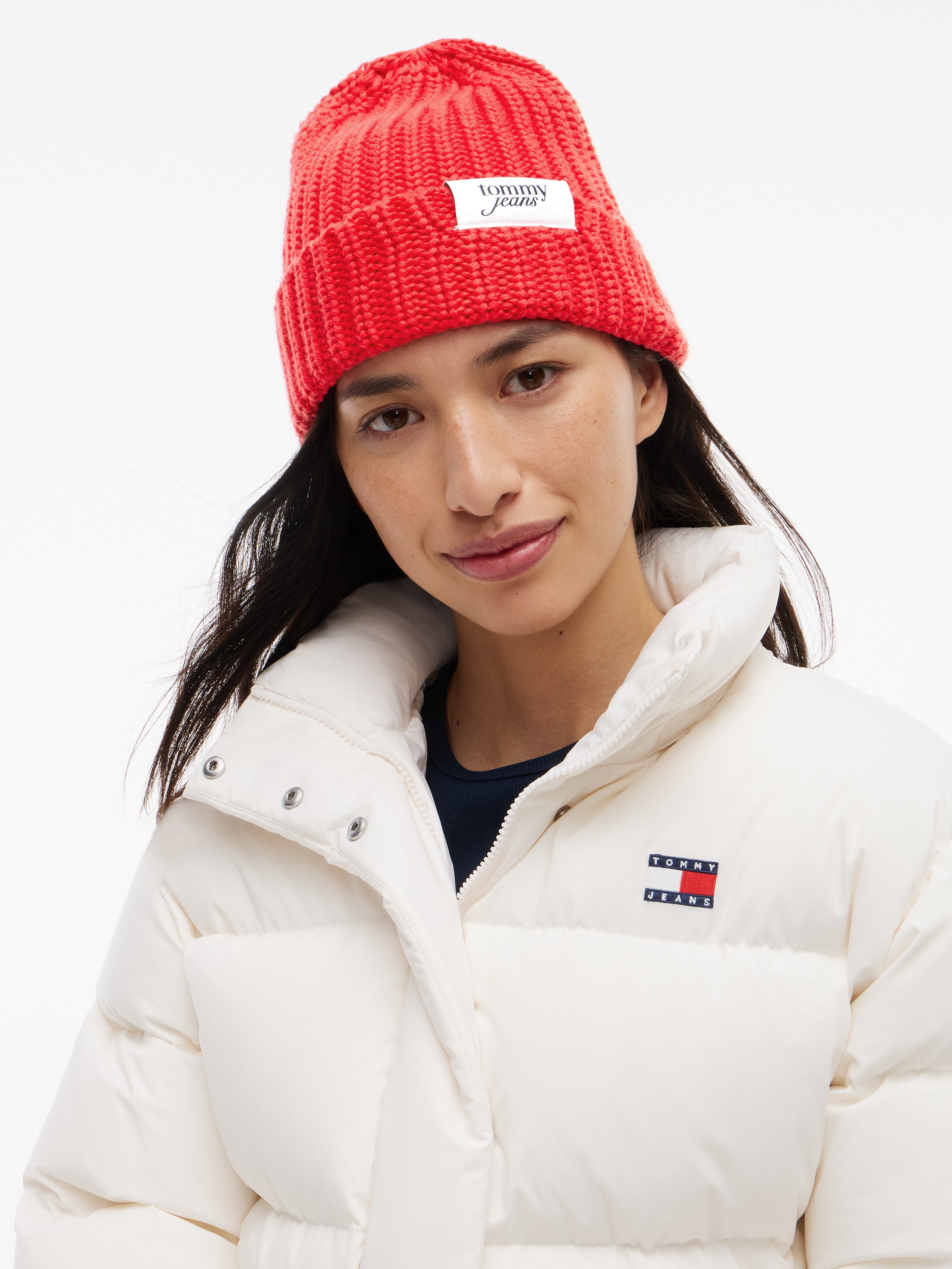 Tommy Jeans 1100000002199 »TJW SCRIPT« aus grobem Rippstrick mit Logo-Label