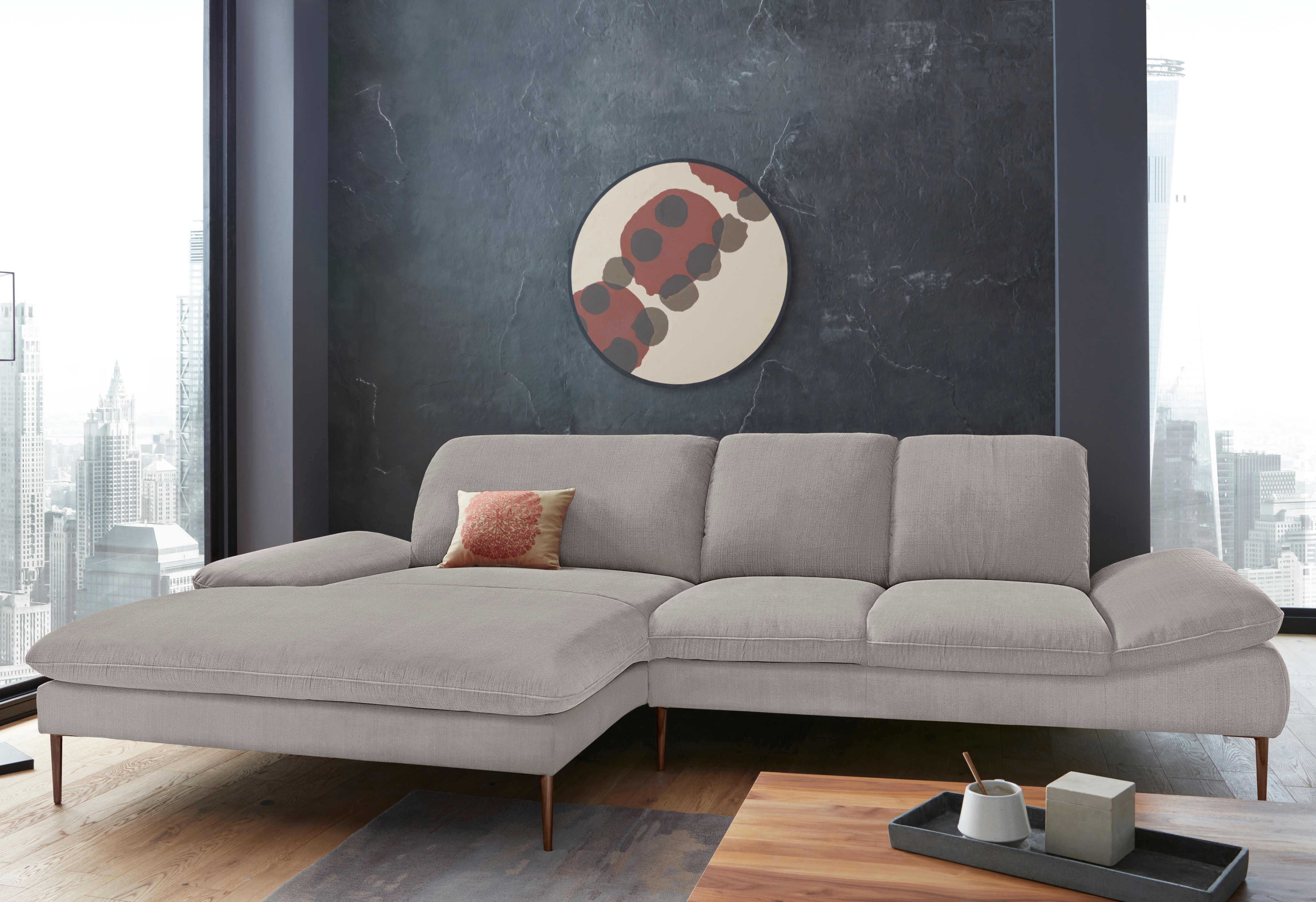W.SCHILLIG Ecksofa "enjoy&MORE, Designsofa, bequem, zeitlos und elegant, L-Form" Sitztiefenverstellung, Füße bronze pulverbeschichtet, Breite 310 cm