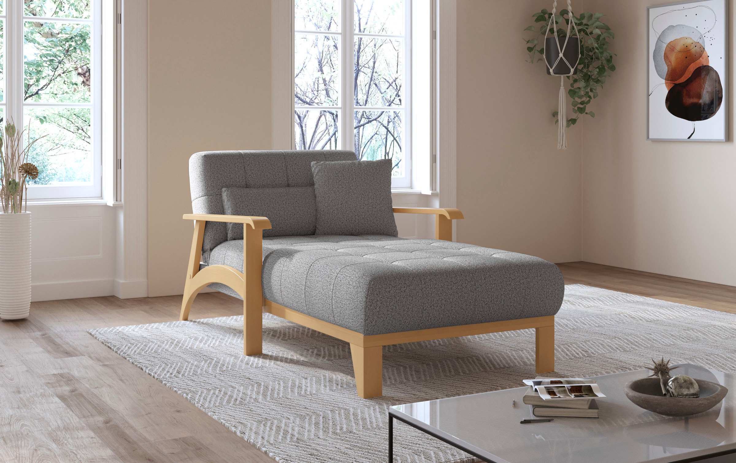 sit&more Recamiere »Billund«, Armlehnen aus eichefarbigem Buchenholz, verschiedene Bezüge und Farben