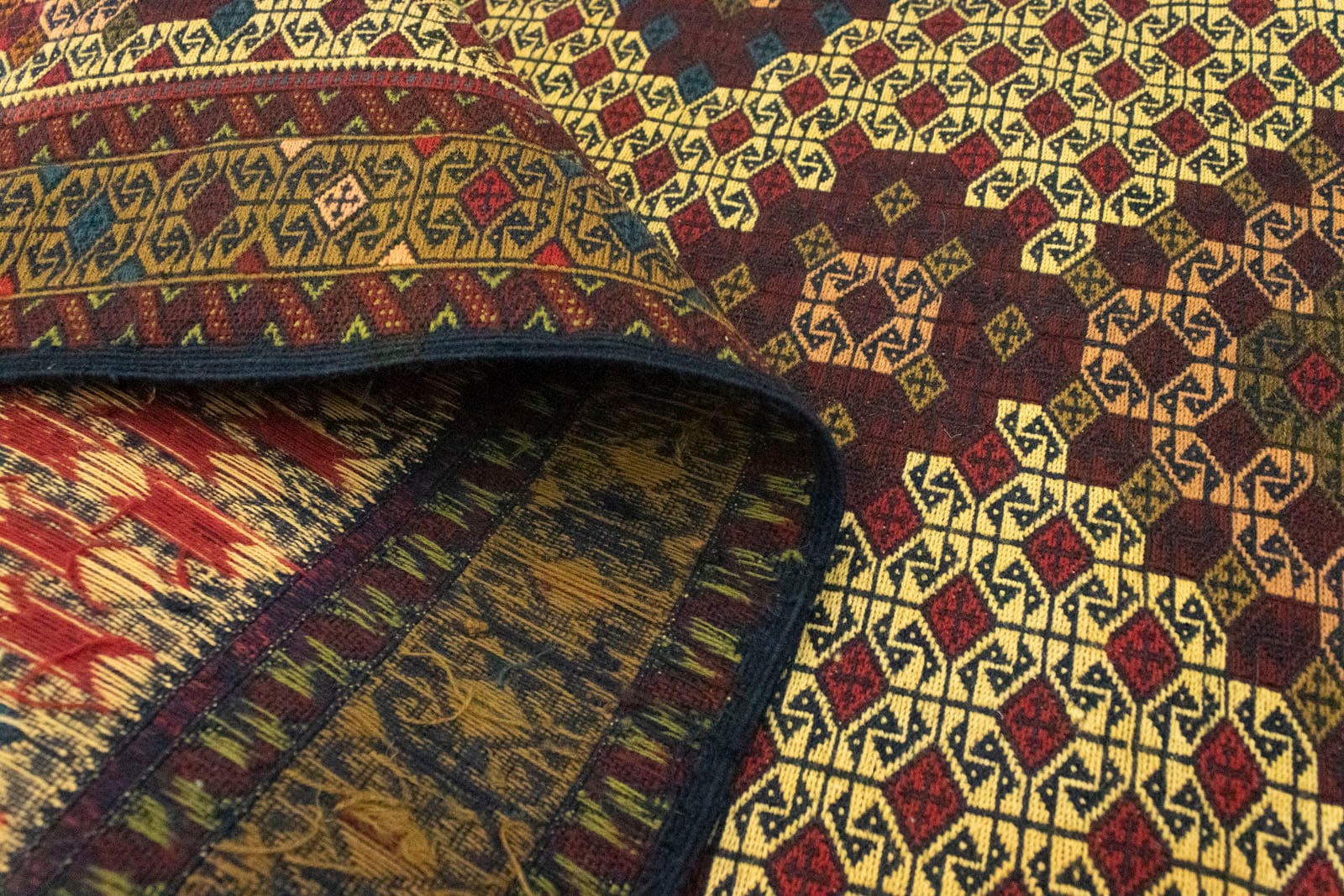 morgenland Wollteppich »Kelim Afghan Teppich handgewebt gold«, rechteckig, Kurzflor