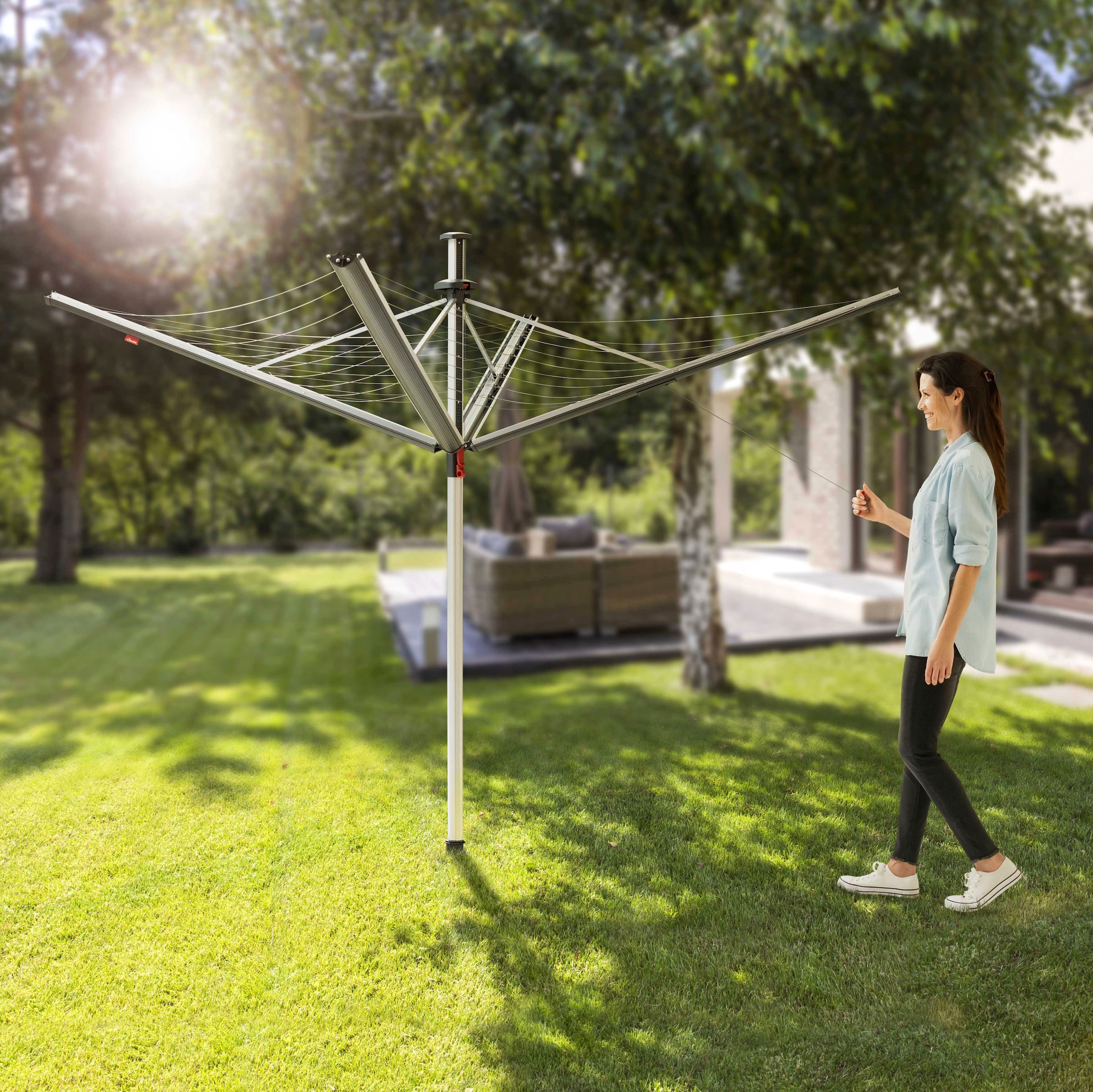 Vileda Wäschespinne »SUN-RISE 50M COMPACT«, höhenverstellbar, für bequemes  Aufhängen und Abhängen der Wäsche bestellen | BAUR