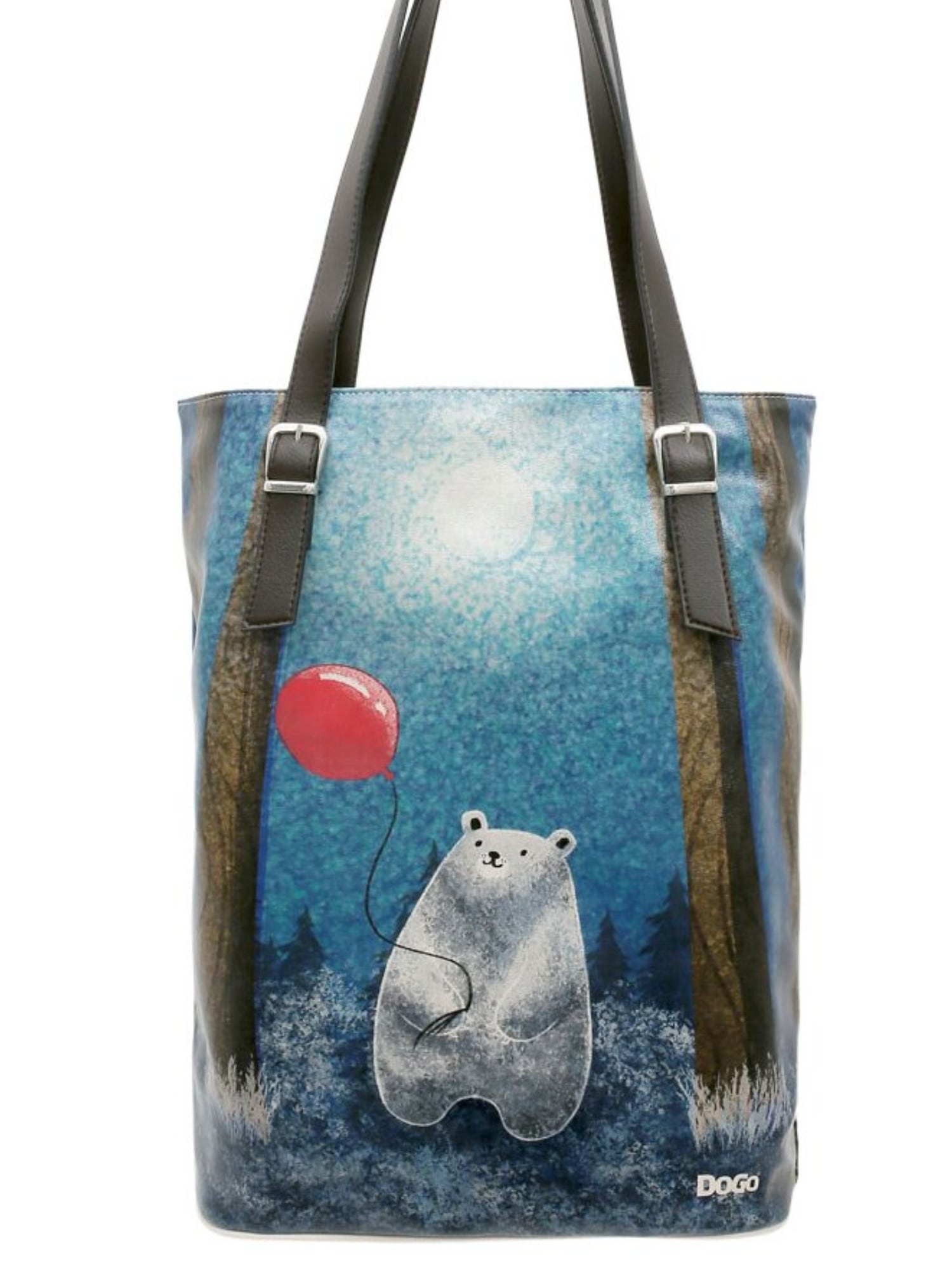 DOGO Umhängetasche "Damen Tall Bag Bear with a Balloon Vegan Damen Handtaschen", Vegan