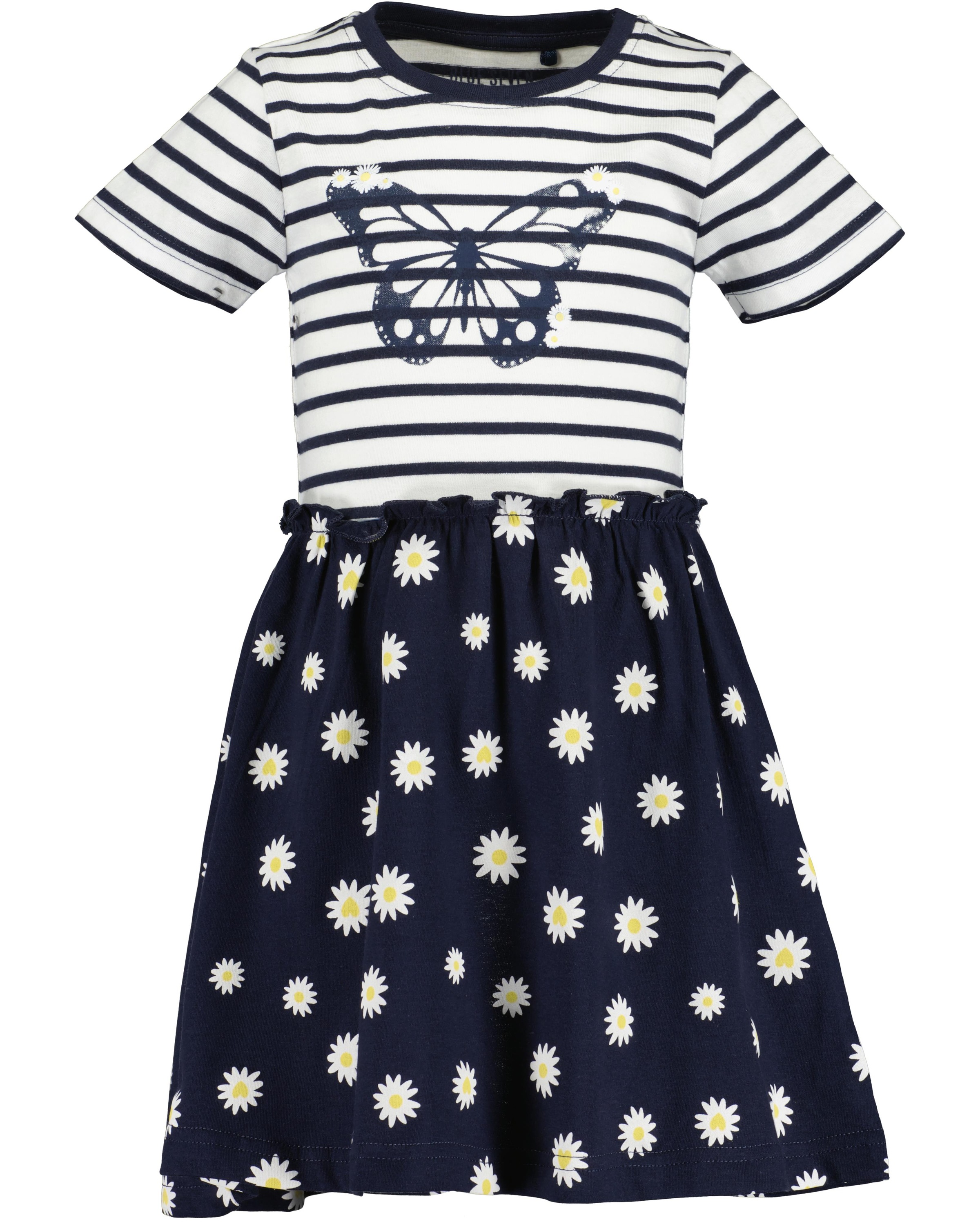 Blue Seven Jerseykleid 1 tlg. tlg. geringeltes Oberteil mit Motiv und mit Blumen bedruckter Rock