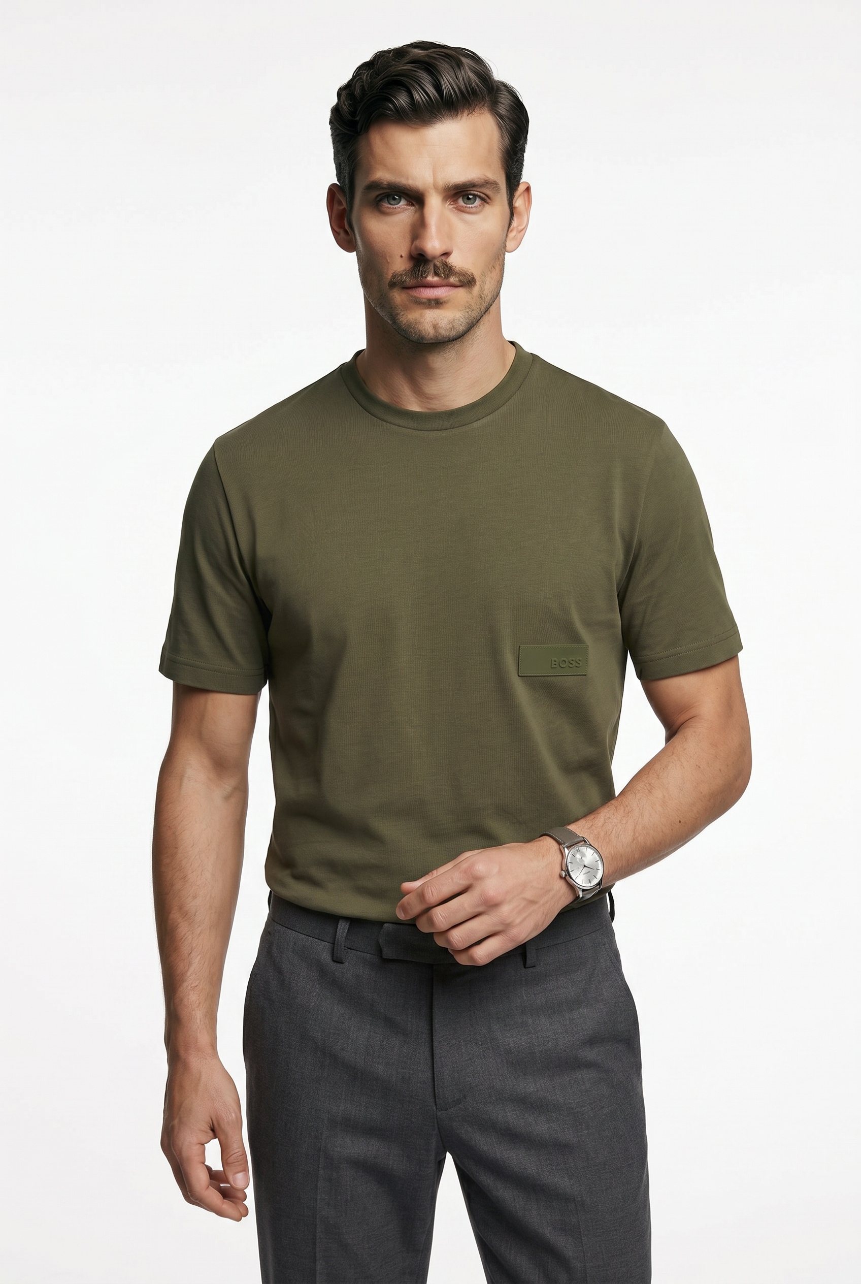 BOSS GREEN T-Shirt "TS Structure" 100% Cotton, Regular Fit, Rundhalsausschnitt