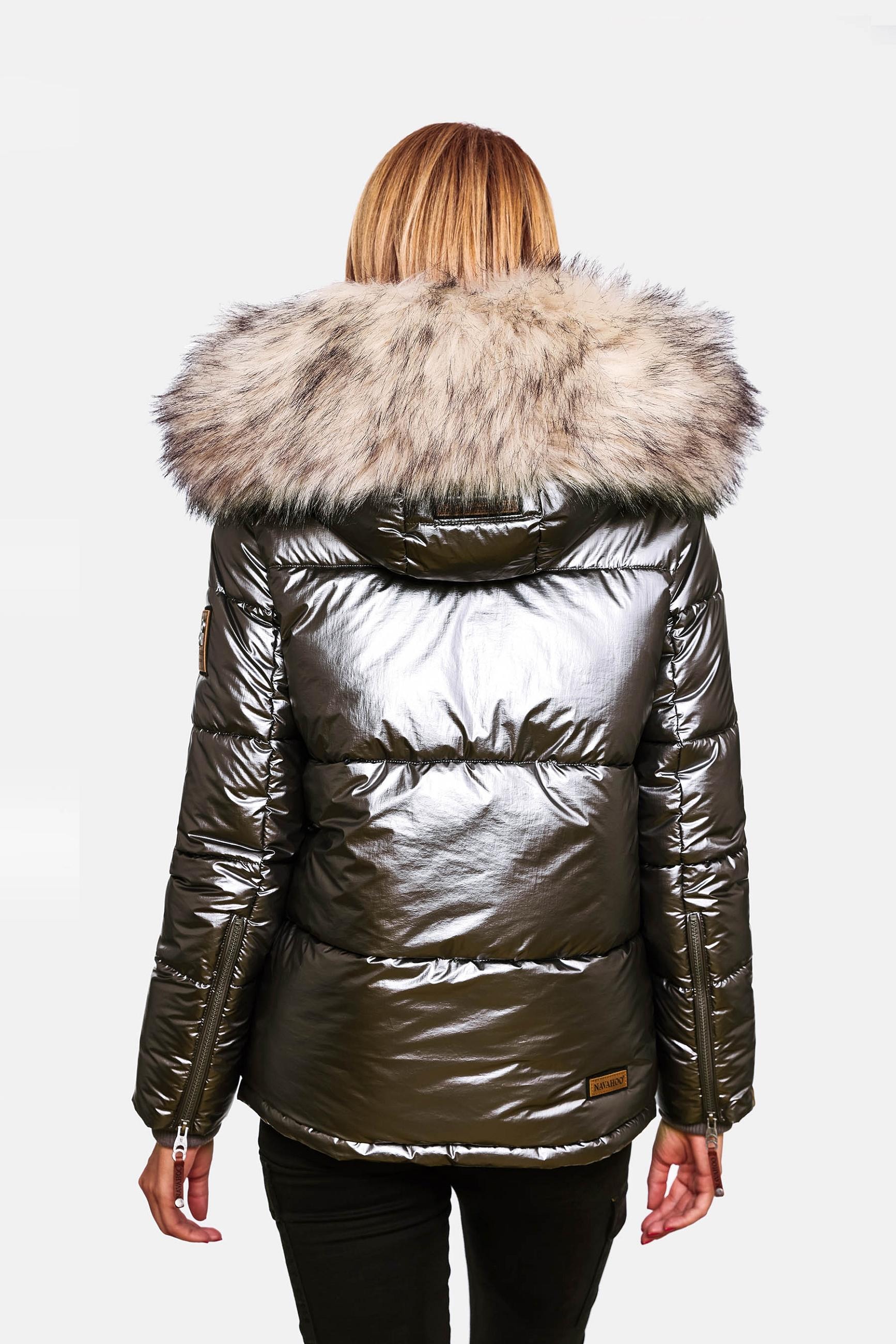 Navahoo Winterjacke »Tikunaa«, mit Kapuze, warm gefütterte Damen Steppjacke mit Kunstfellkapuze