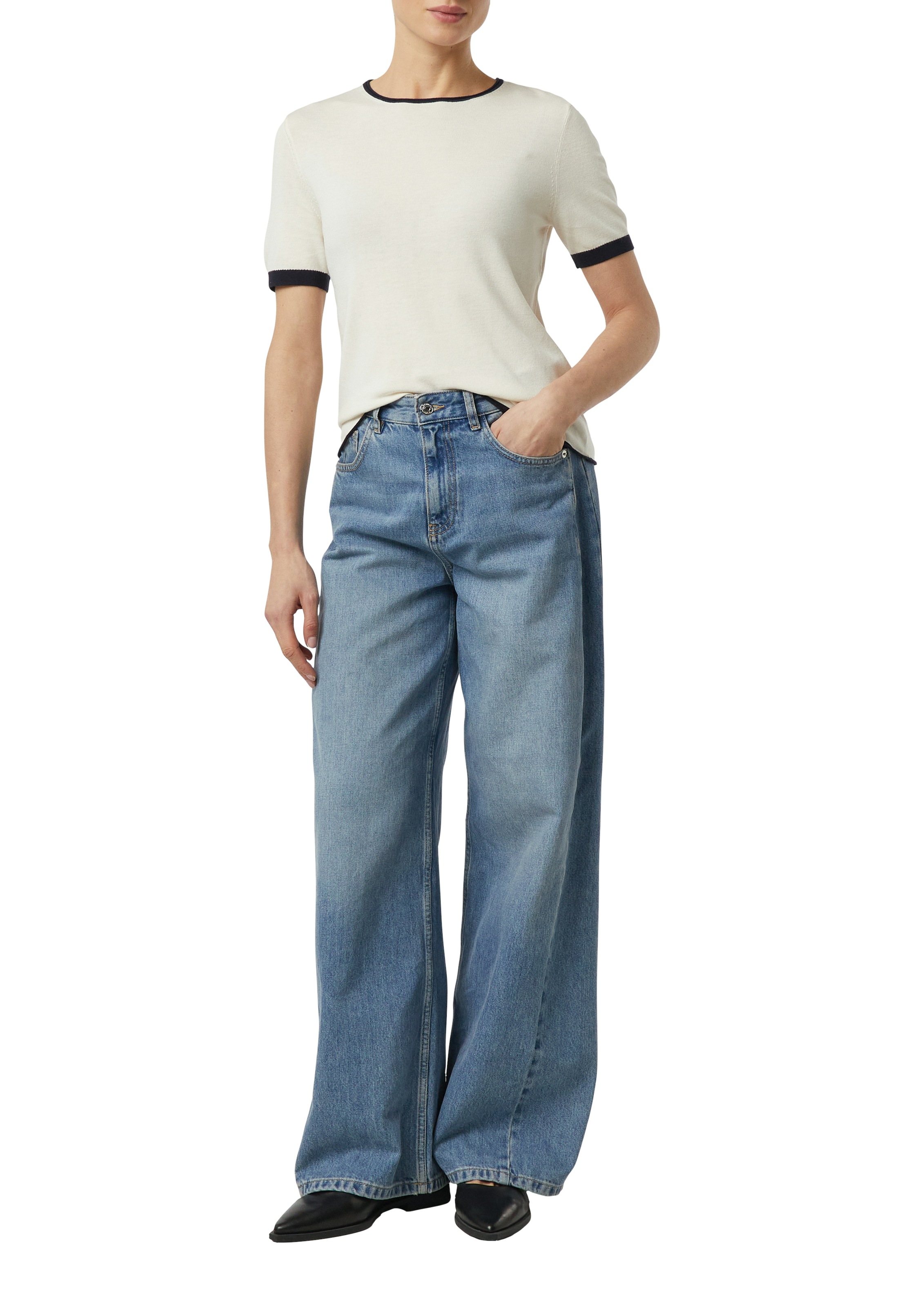 Comma Strickpullover halbarm, mit farblich angesetzten Abschlüssen günstig online kaufen